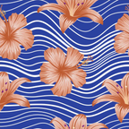 Orange Hibiscus Waves Leggings