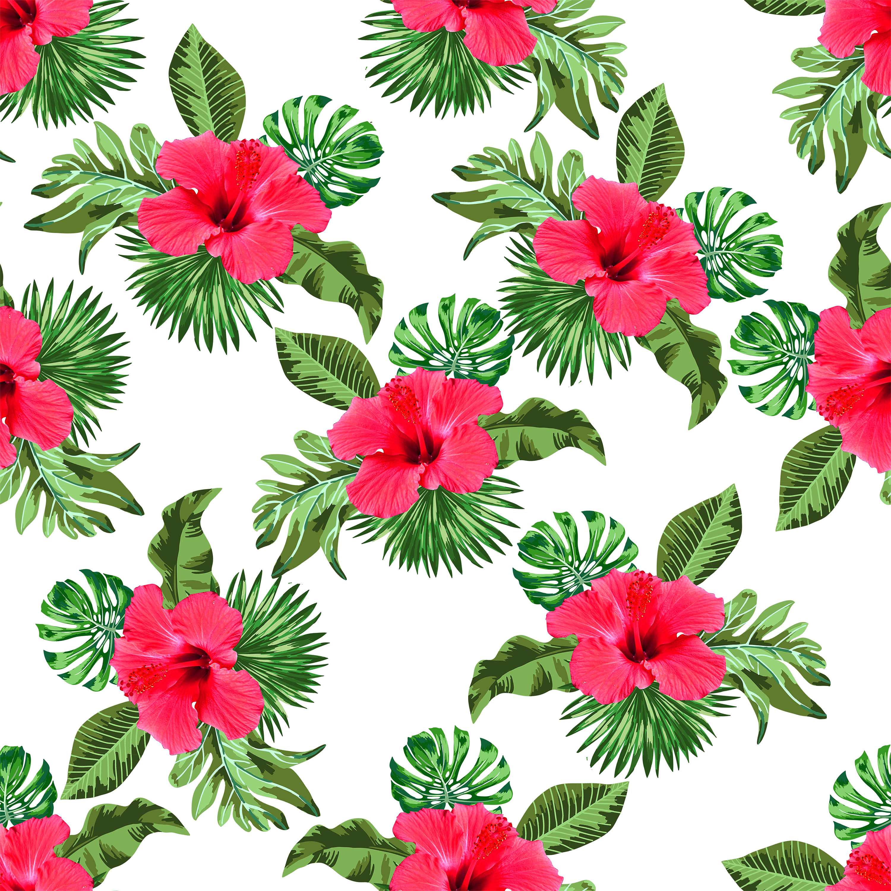 Red Hibiscus Island Leggings
