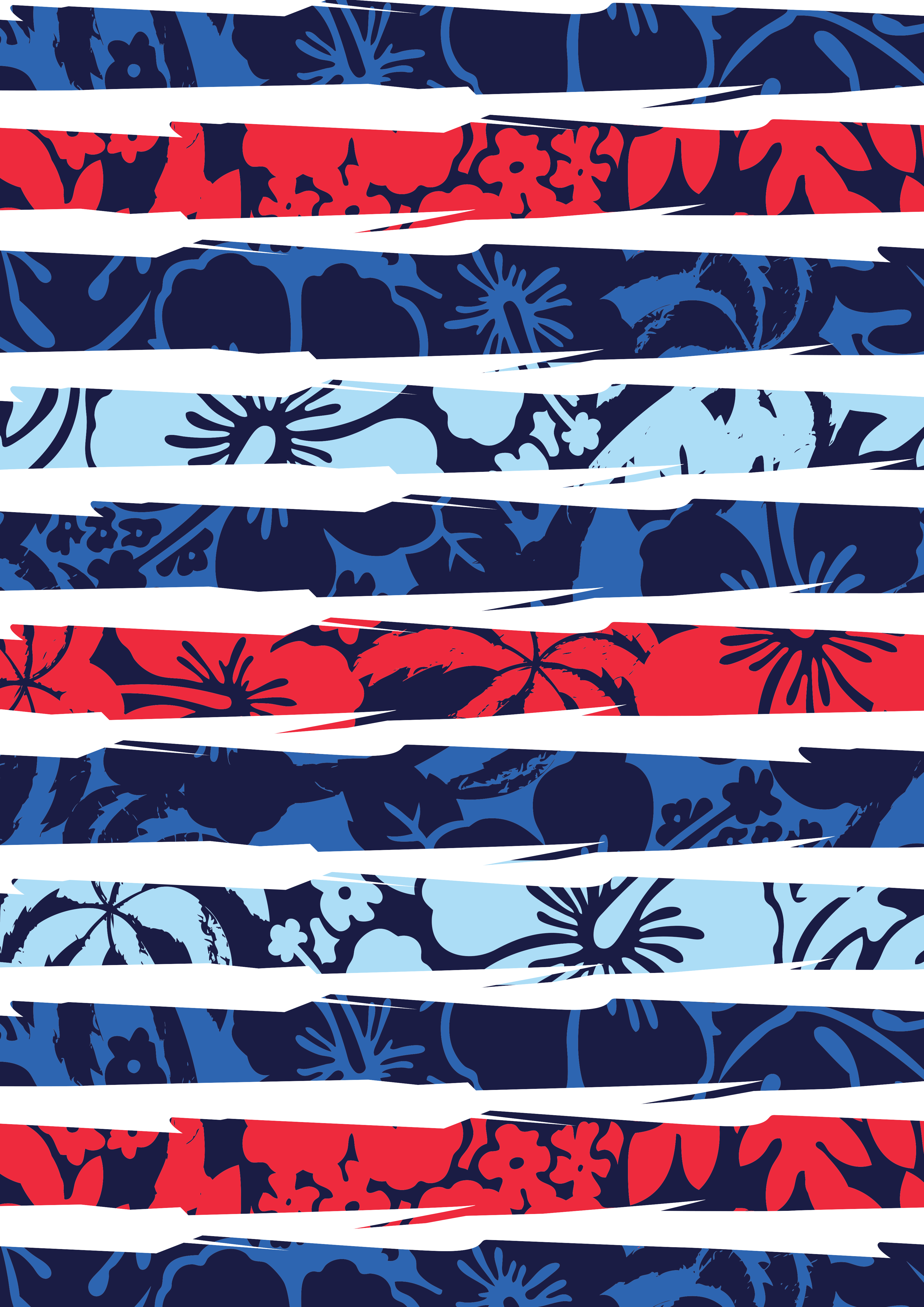 Patriotic Striped Hibiscus Bike Shorts