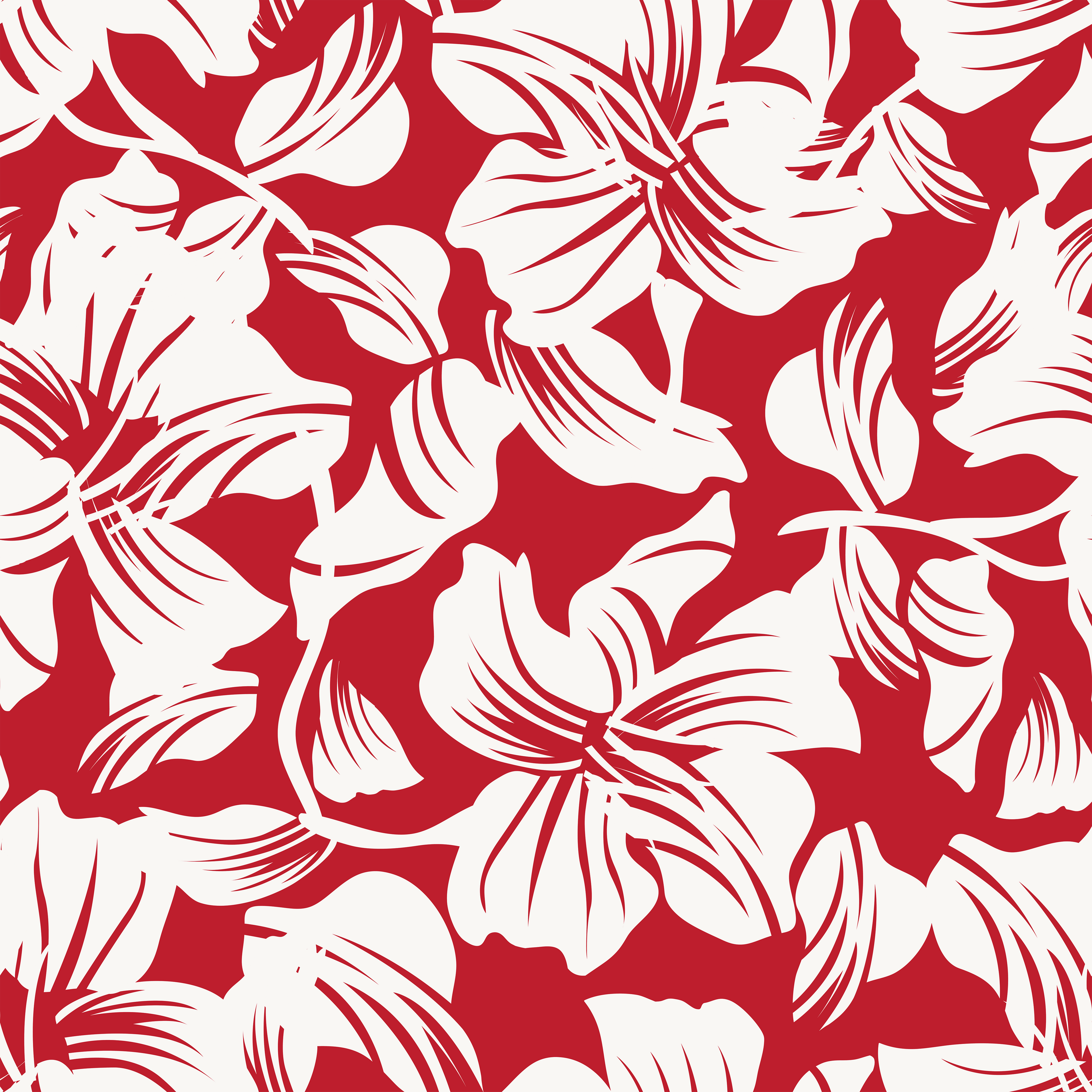 Red and White Hibiscus Floral Bike Shorts