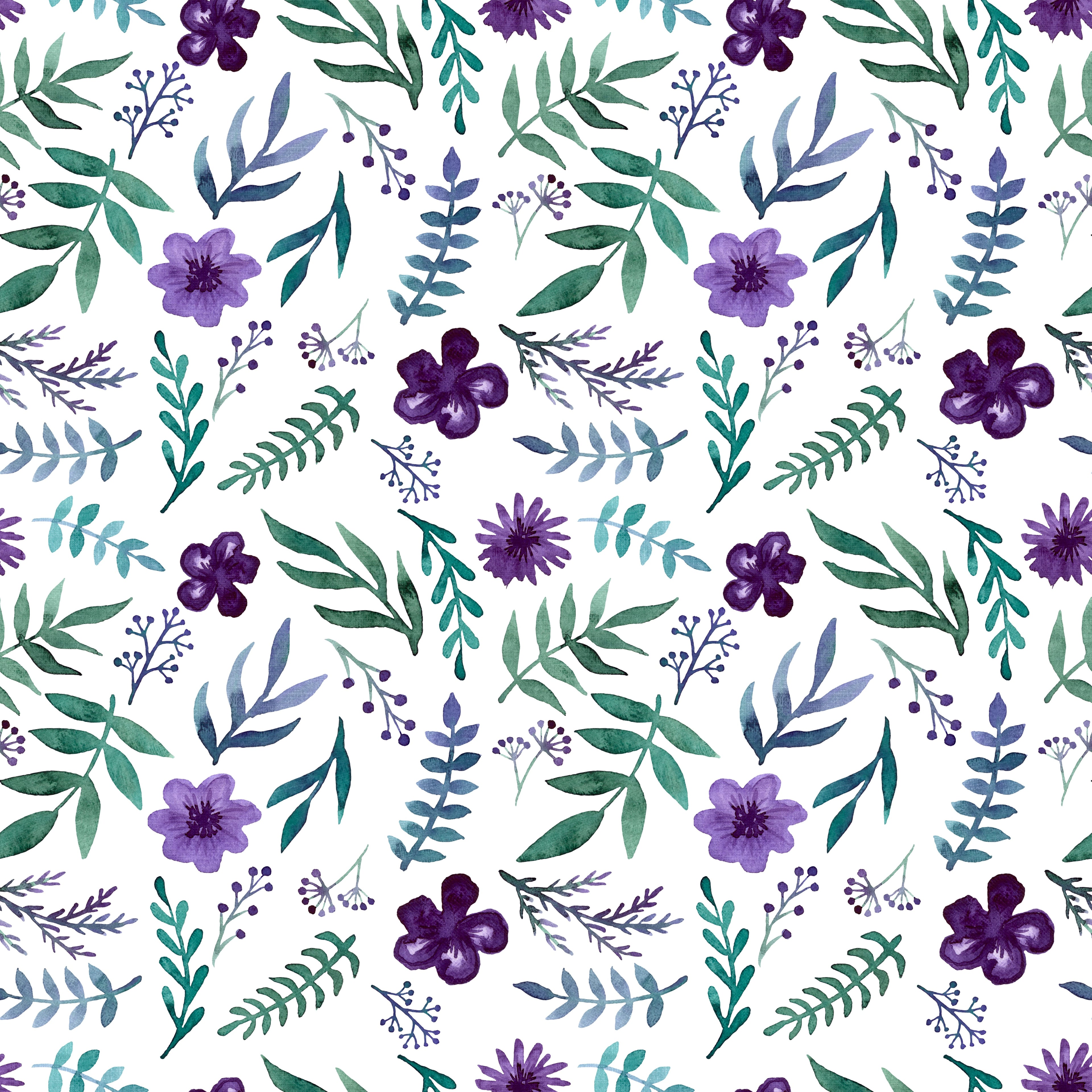 Violet Watercolor Floral Bike Shorts