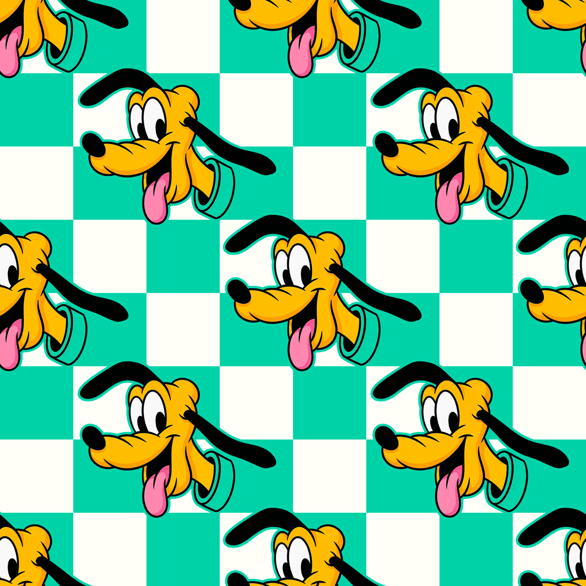 Teal Checkerboard Pluto Mens Necktie