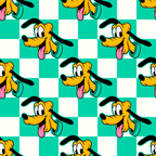 Teal Checkerboard Pluto  Cosmetic Bag