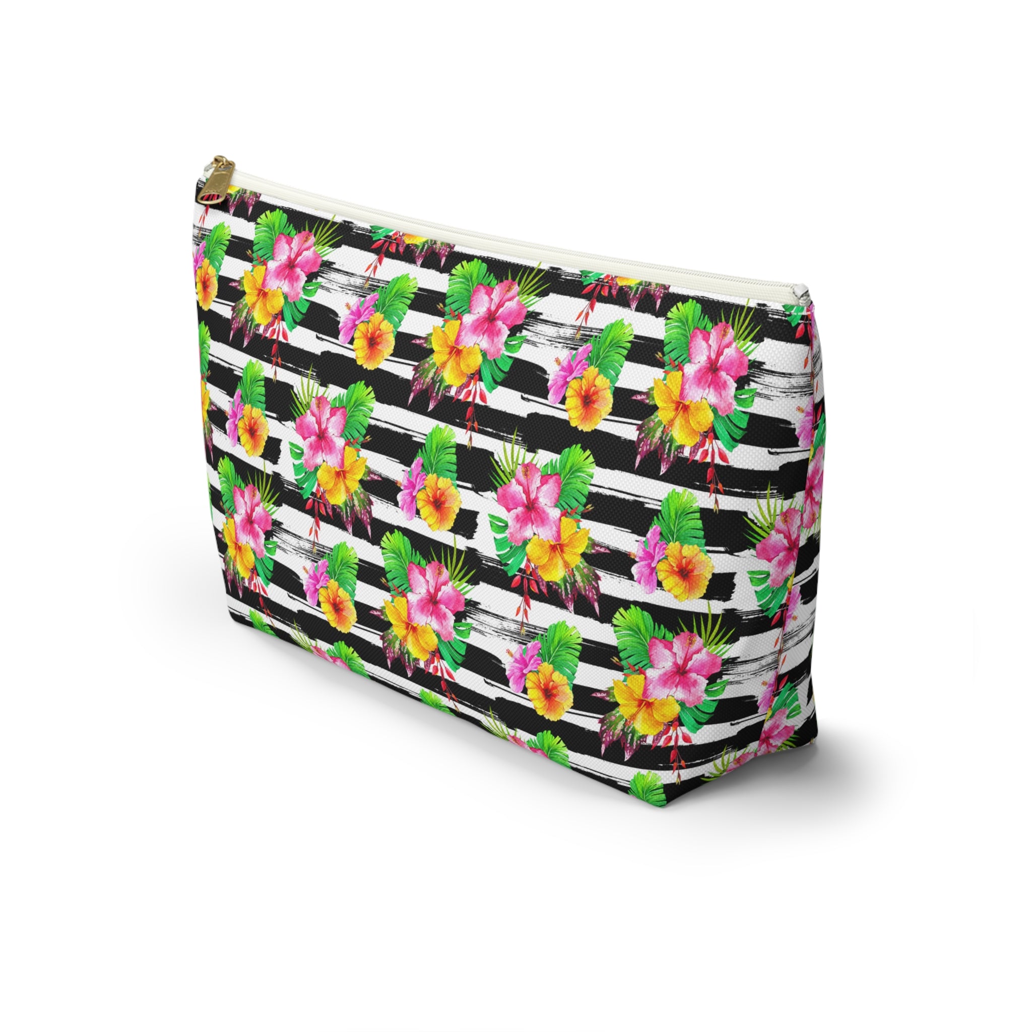 Zebra Hibiscus Floral Cosmetic Bag