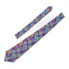 Yellow and Blue Abstract Hibiscus Mens Necktie