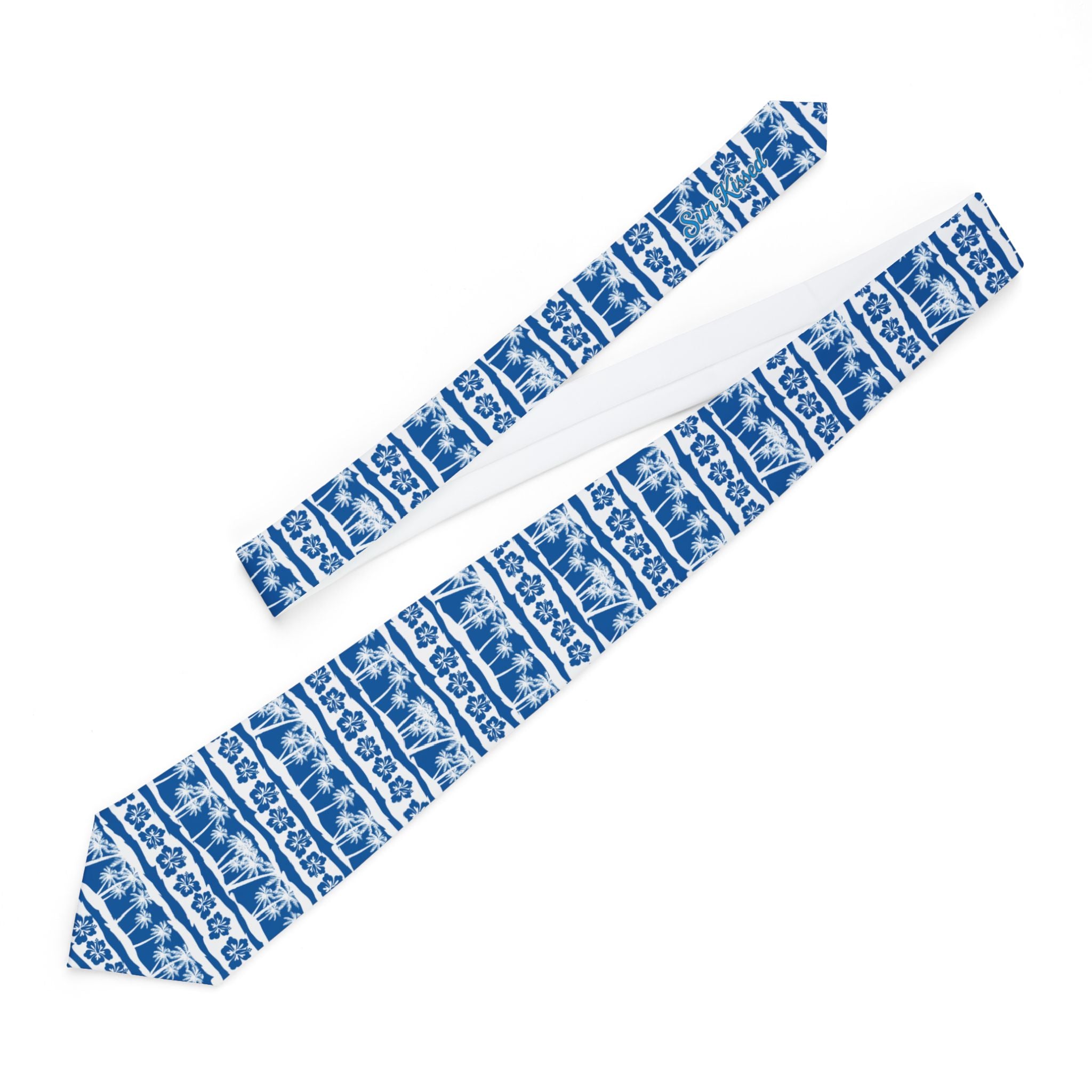 Blue Palm Stripes Mens Necktie
