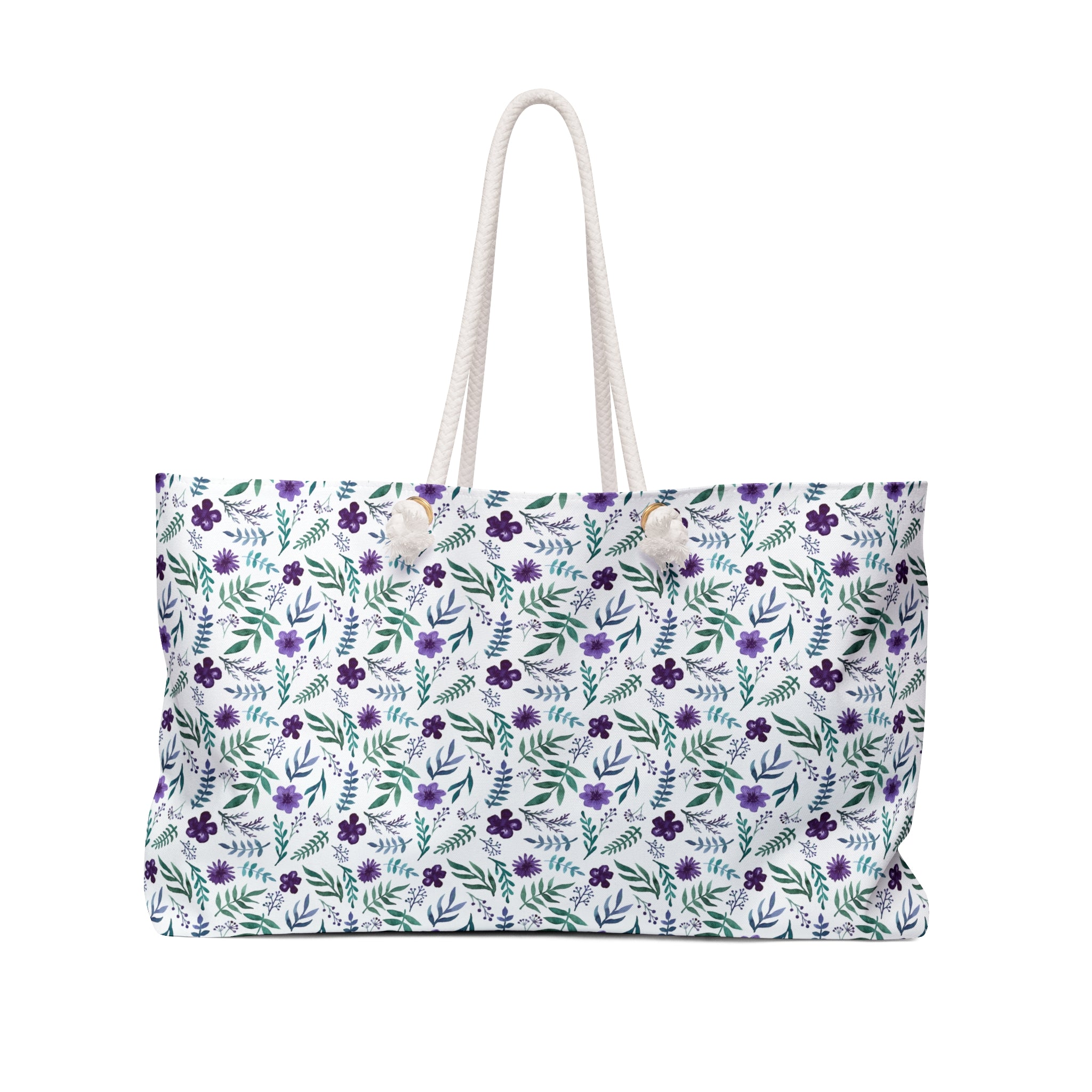 Violet Watercolor Floral Weekender Bag