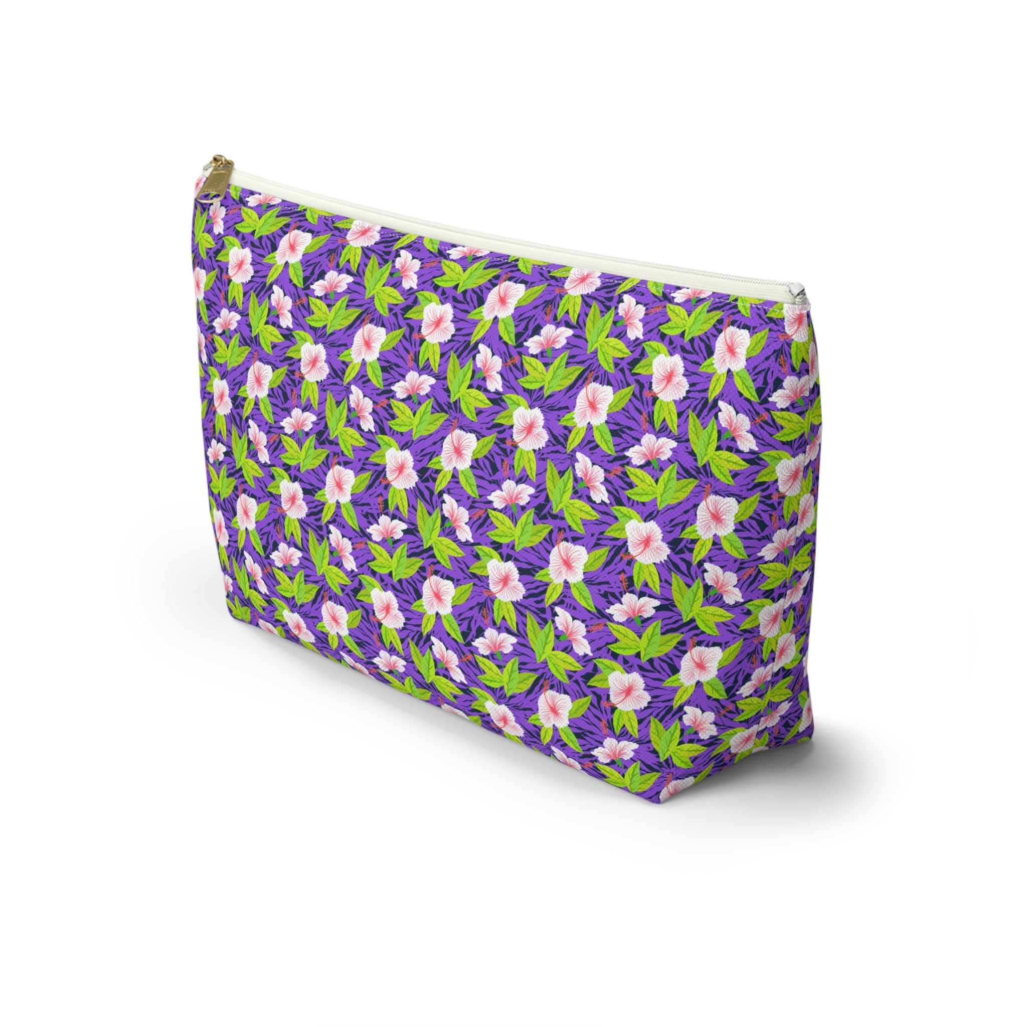 Purple Leaf Hibiscus Cosmetic Bag
