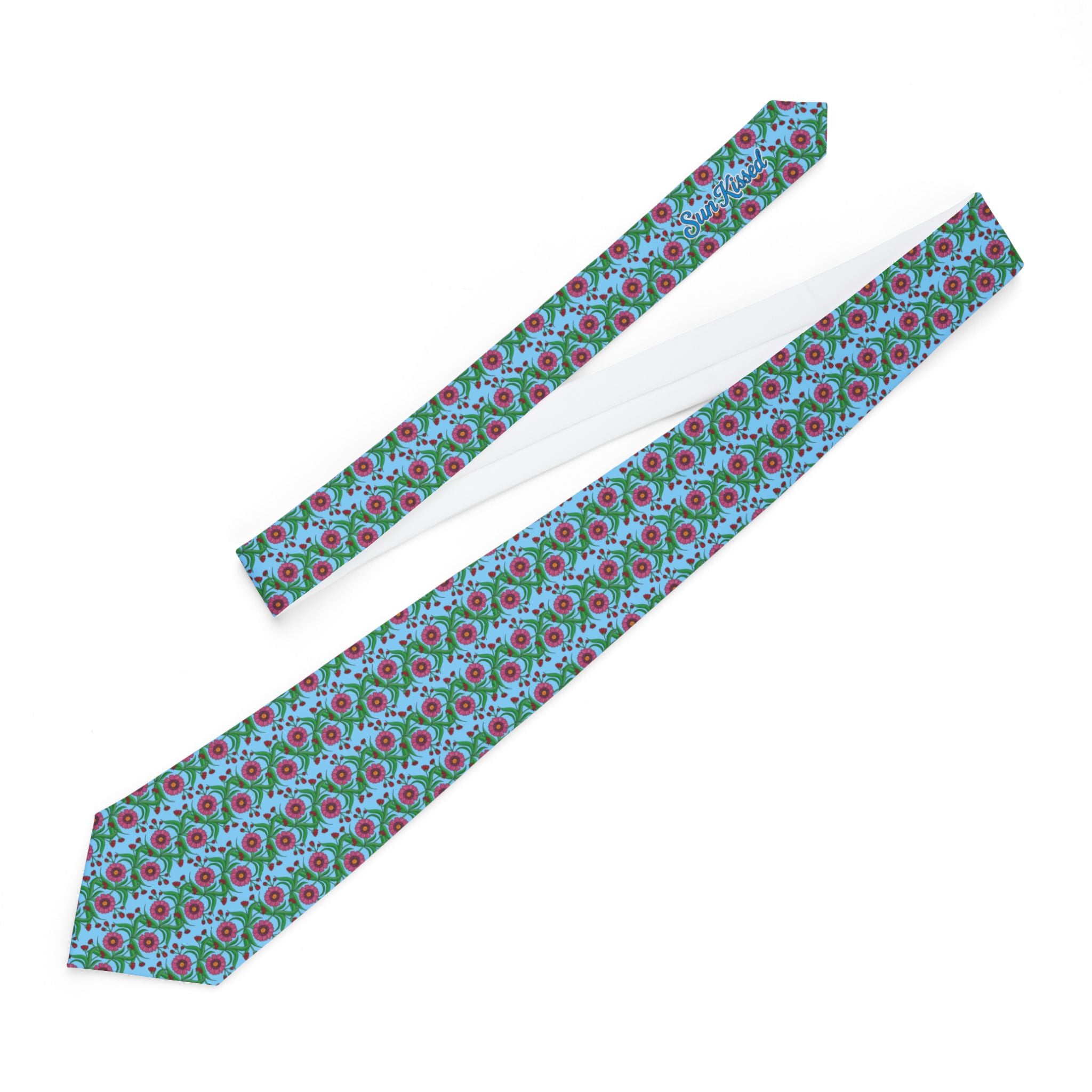 Glossy Pink Floral Lattice Mens Necktie