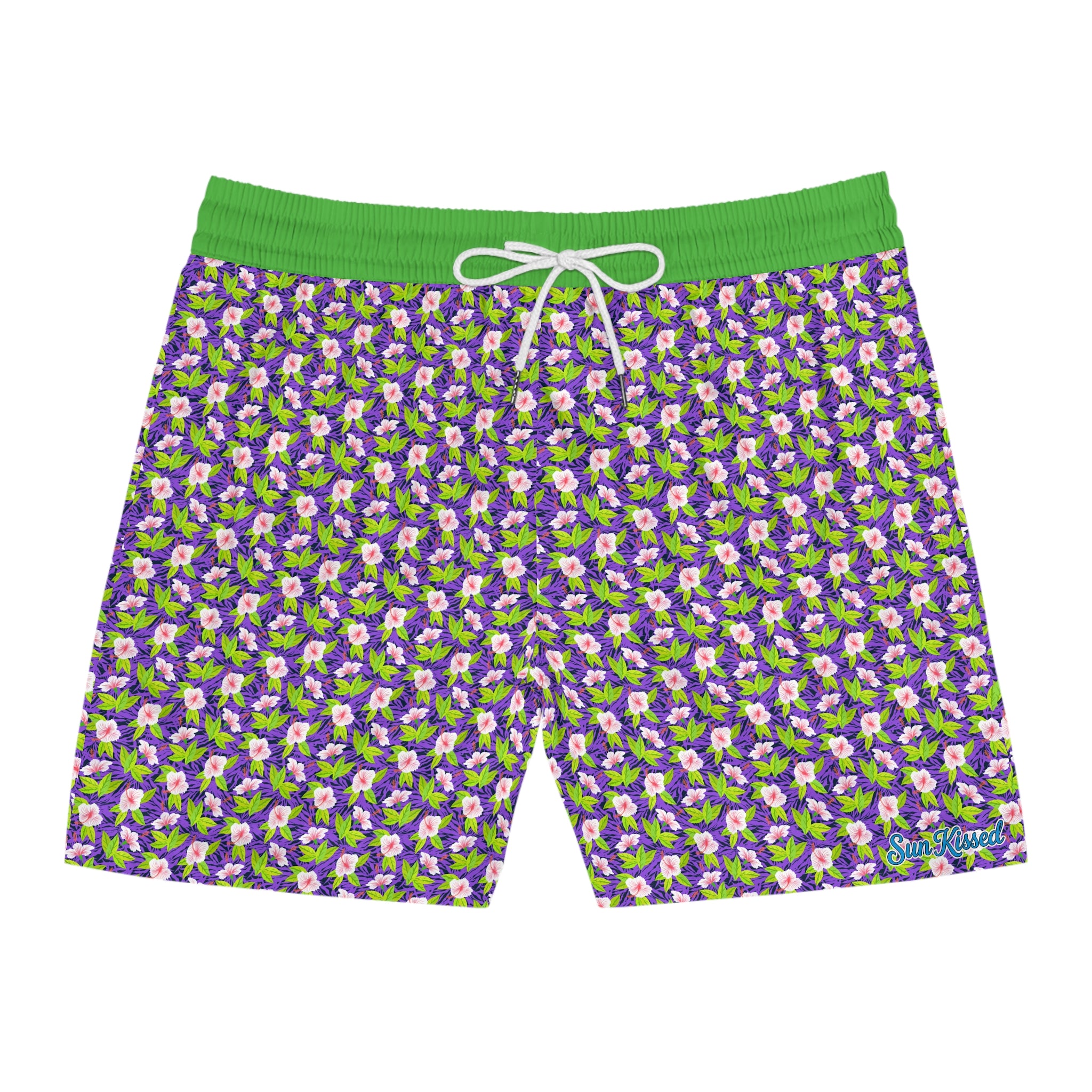 Purple Leaf Hibiscus Swim Trunks