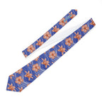 Orange Hibiscus Waves Mens Necktie