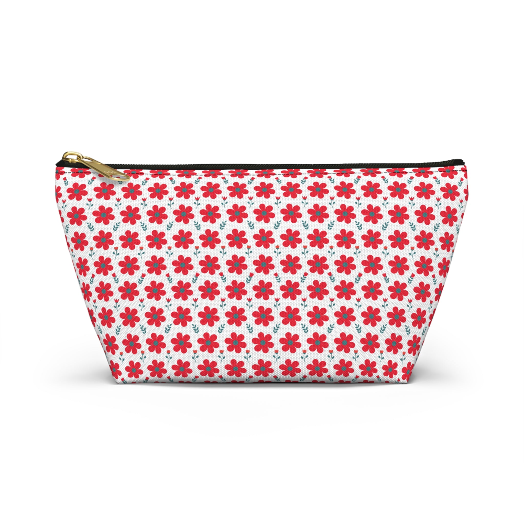 Red Daisy Floral Cosmetic Bag