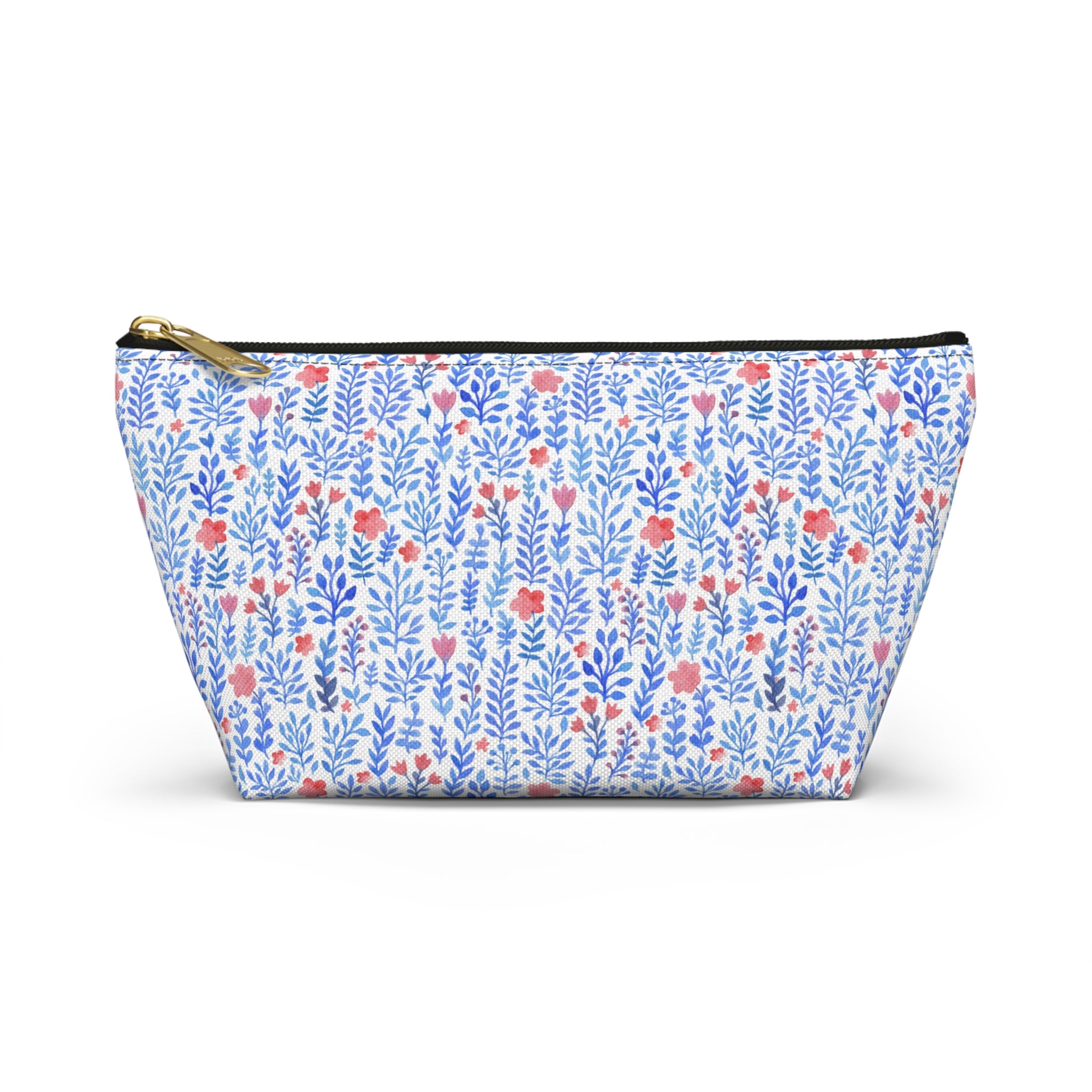 Blue Watercolor Floral Cosmetic Bag