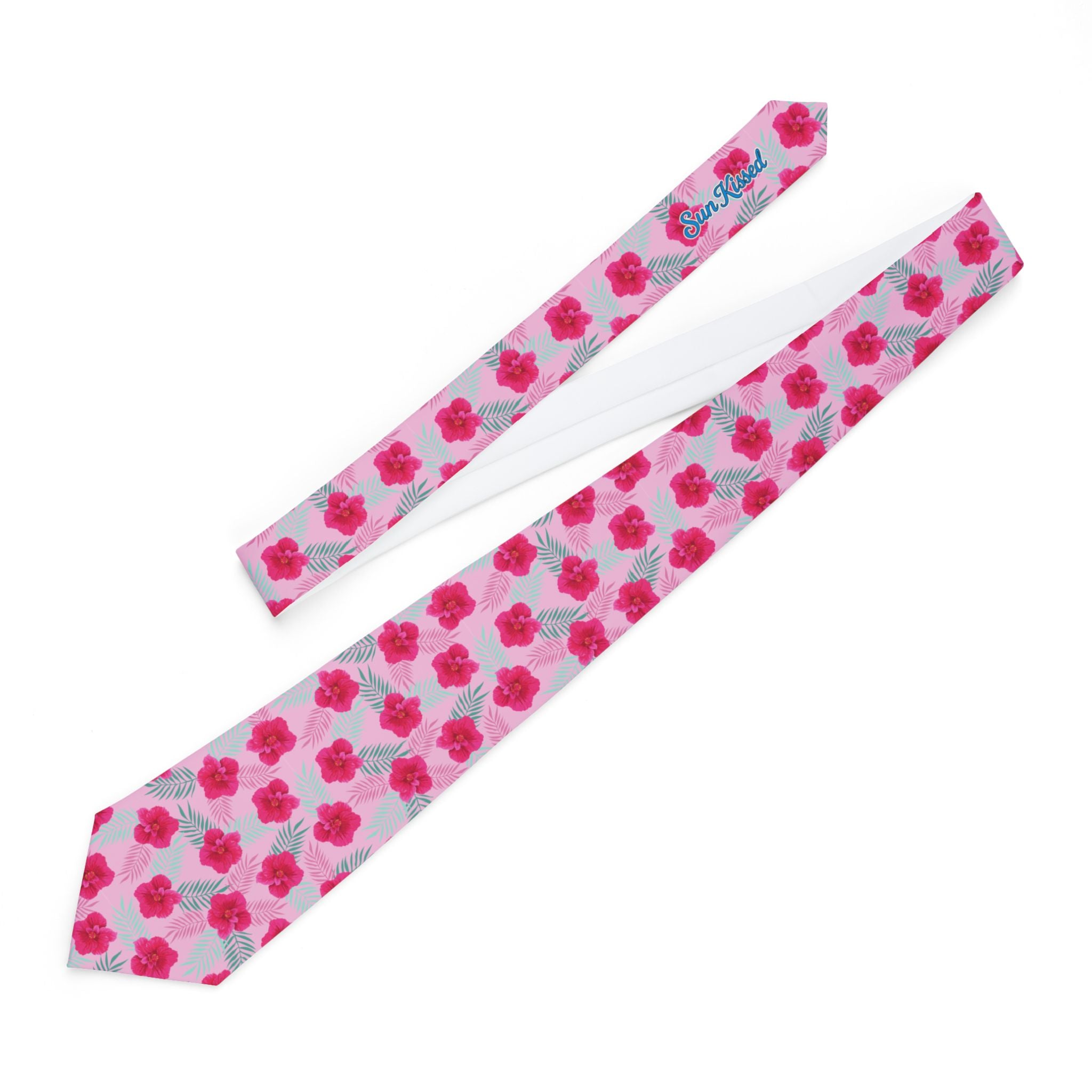Fuschia Jamaica Flower Mens Necktie