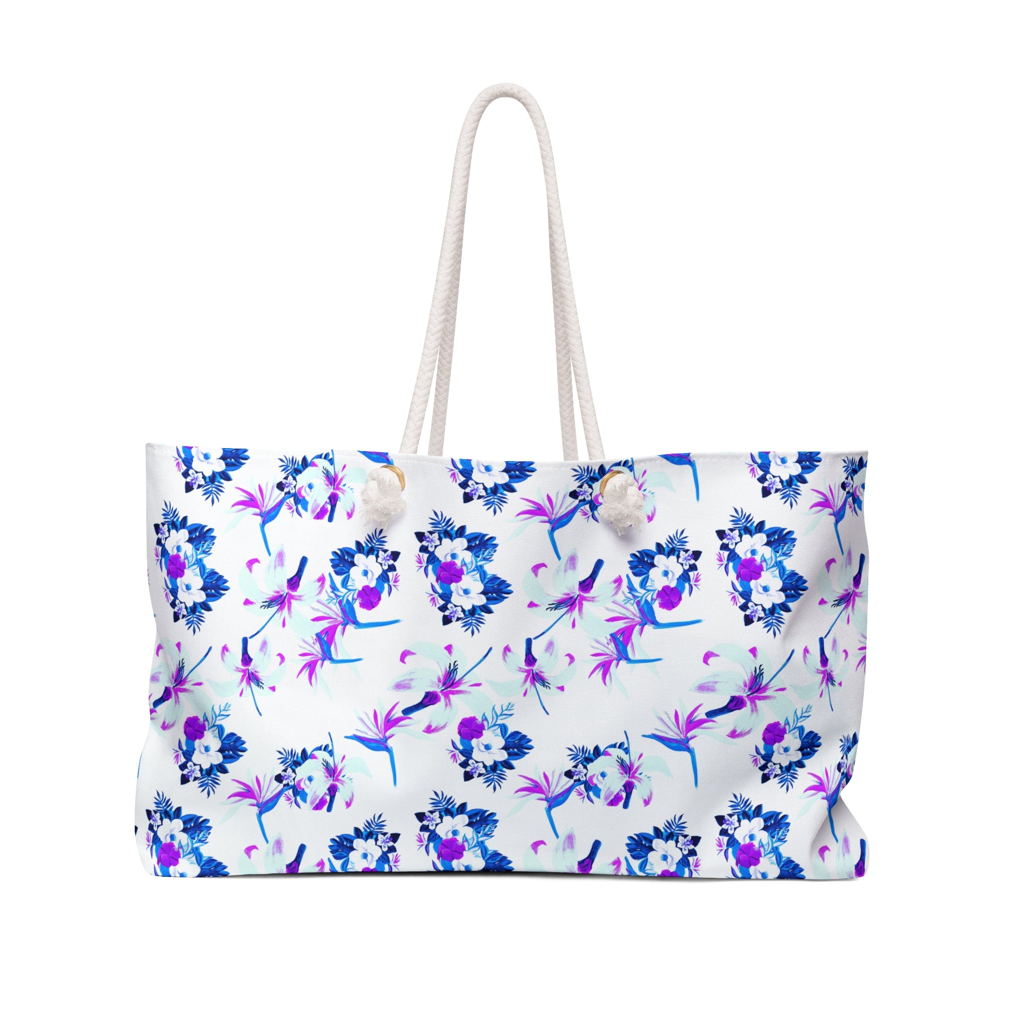 Purple Watercolor Petals Weekender Bag