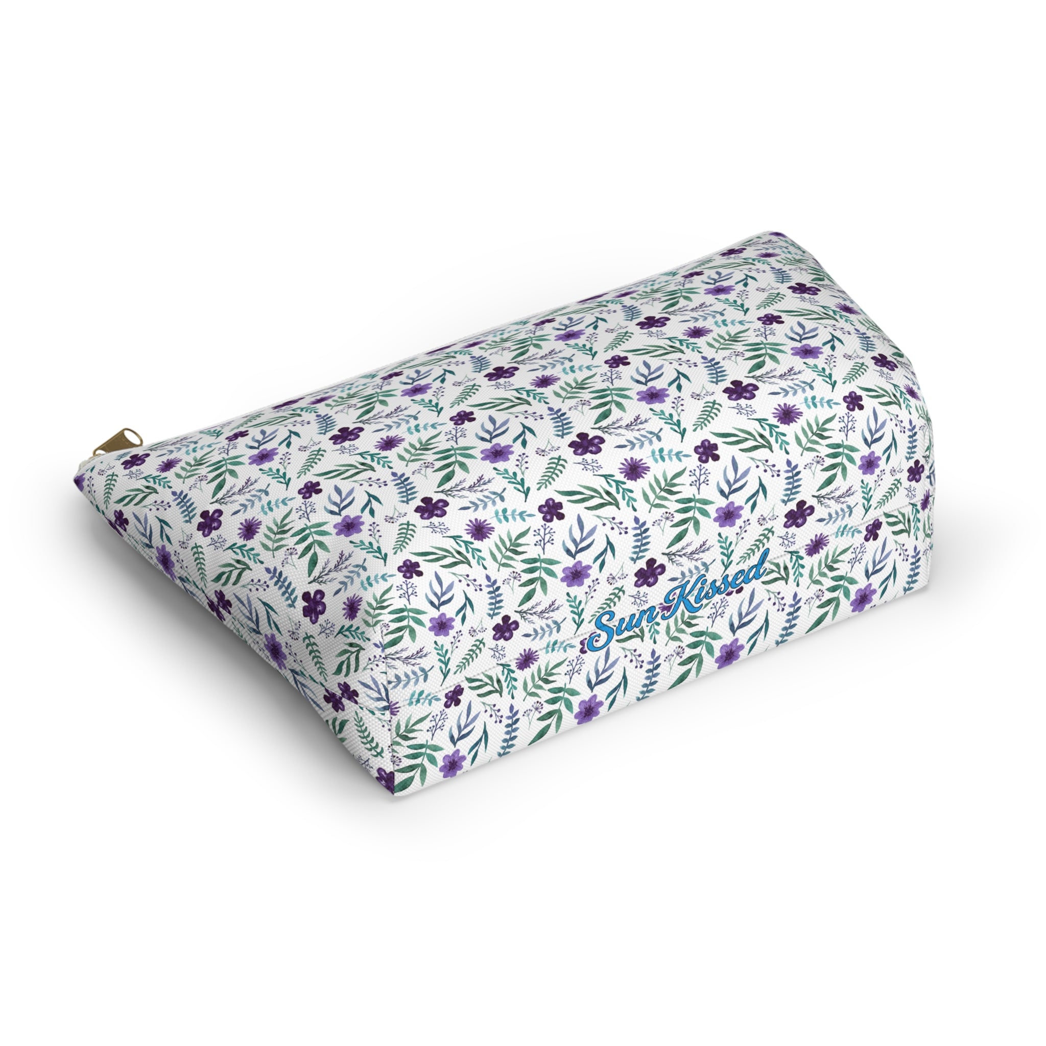 Violet Watercolor Floral Cosmetic Bag