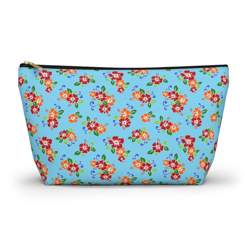 Aqua Flowered Sky Cosmetic Bag