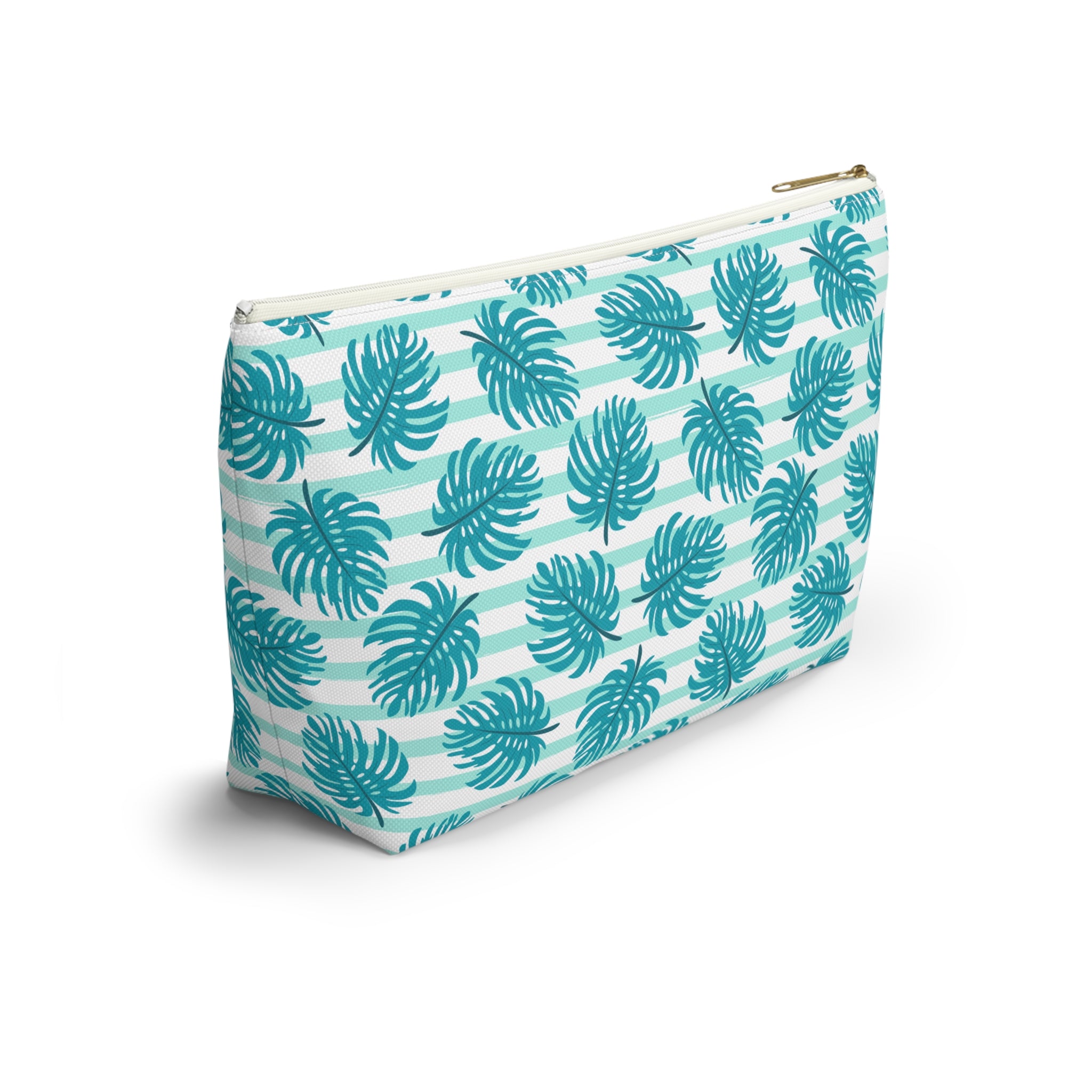 Blue Monstera Floral Cosmetic Bag