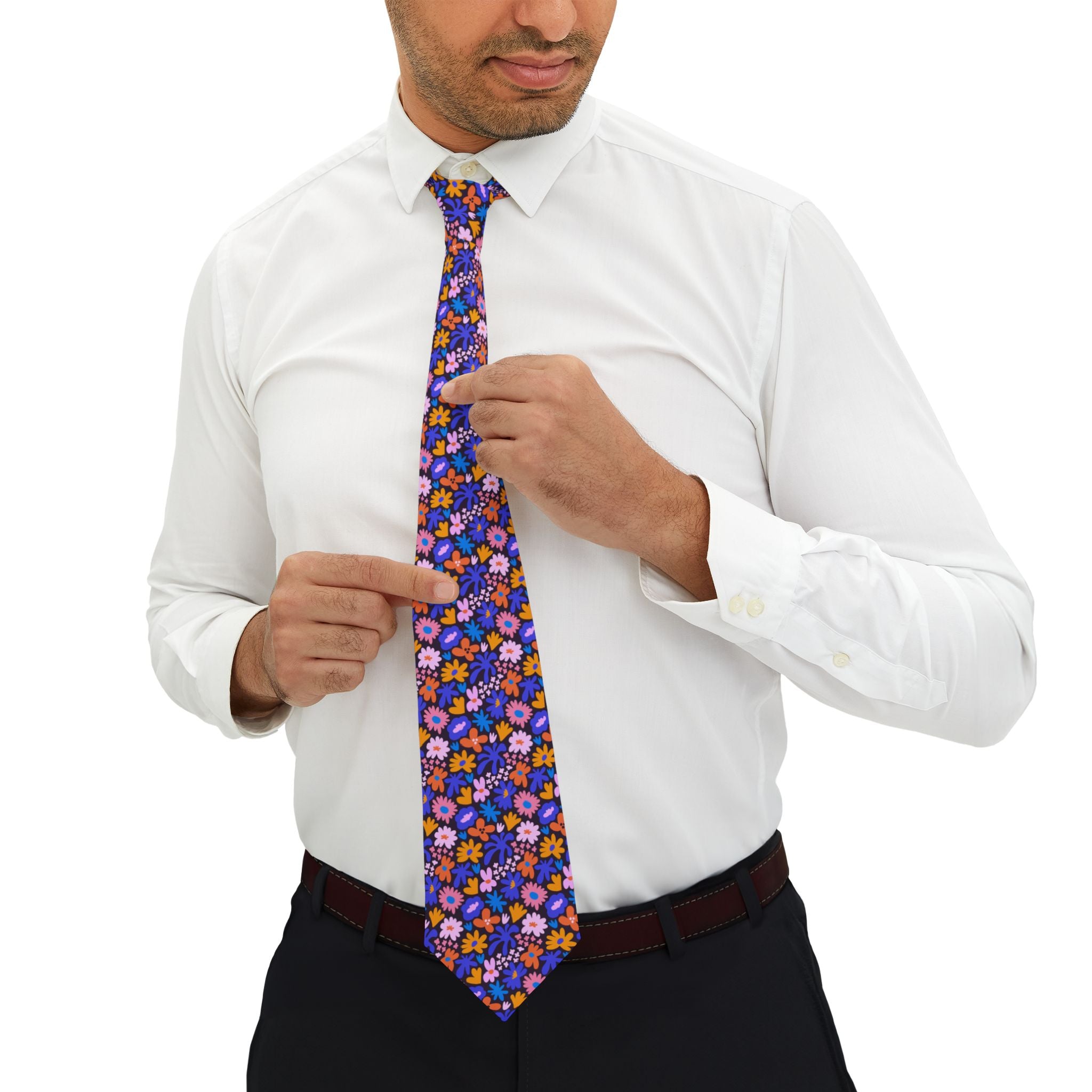 Hand Drawn Meadow Mens Necktie