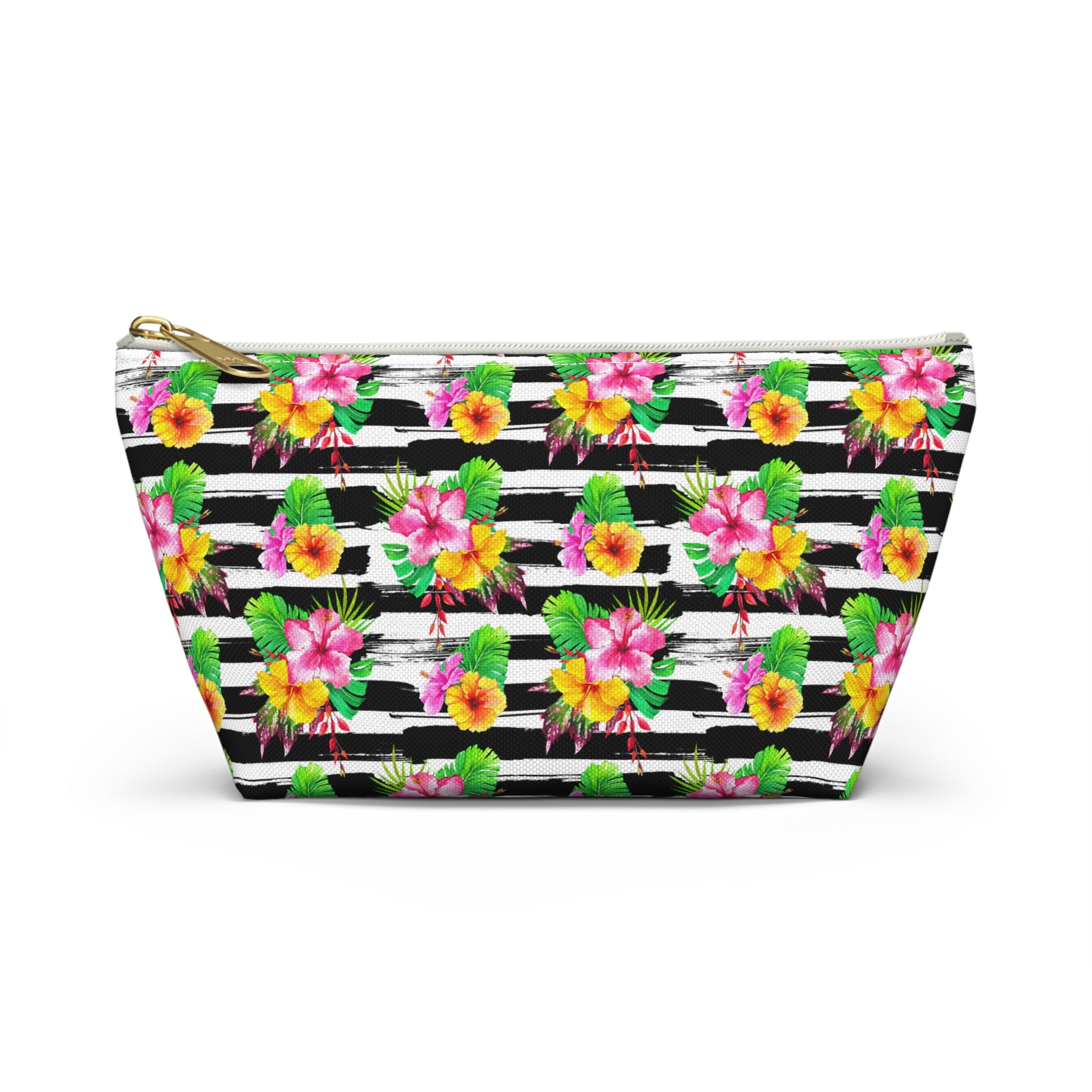 Zebra Hibiscus Floral Cosmetic Bag