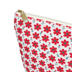 Red Daisy Floral Cosmetic Bag