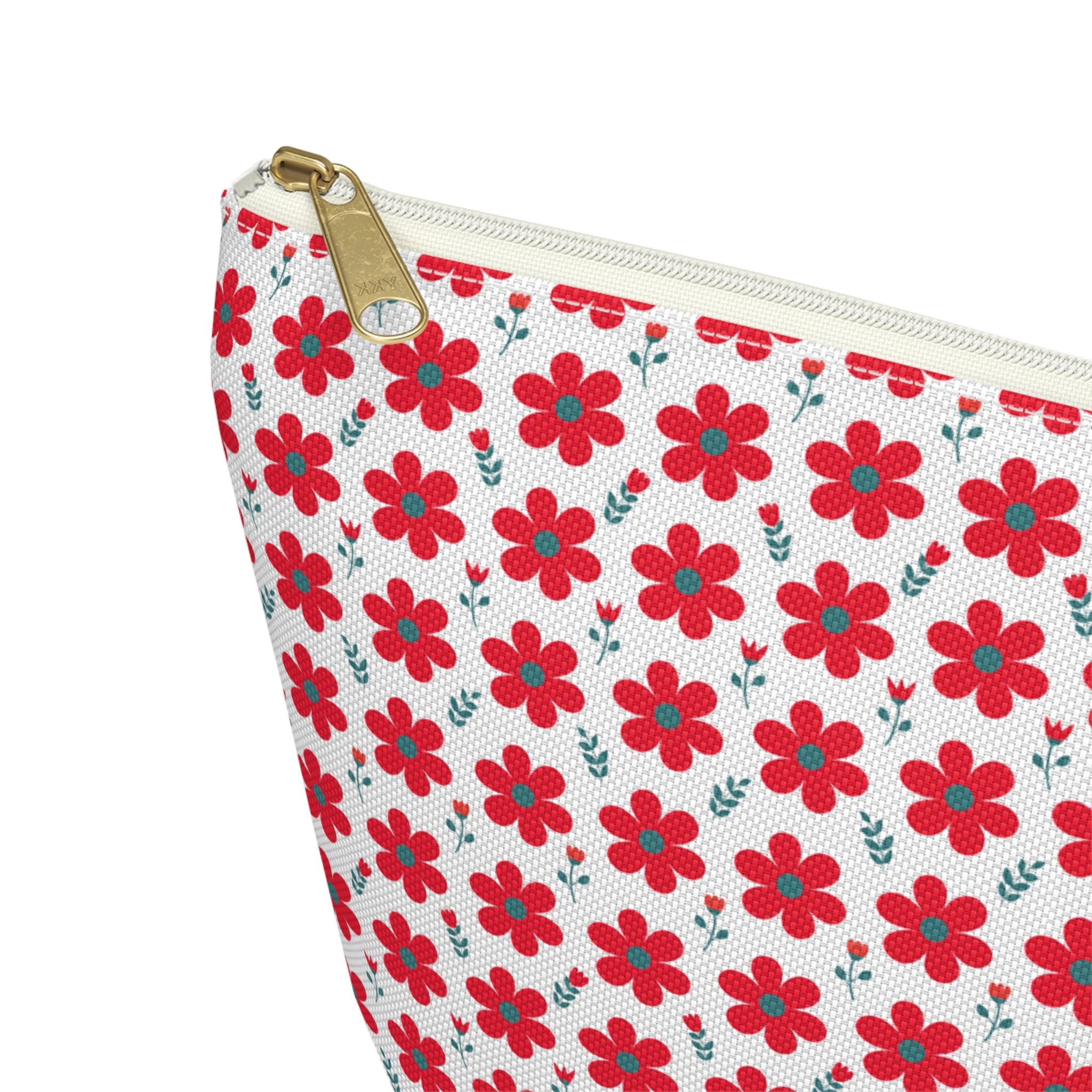 Red Daisy Floral Cosmetic Bag