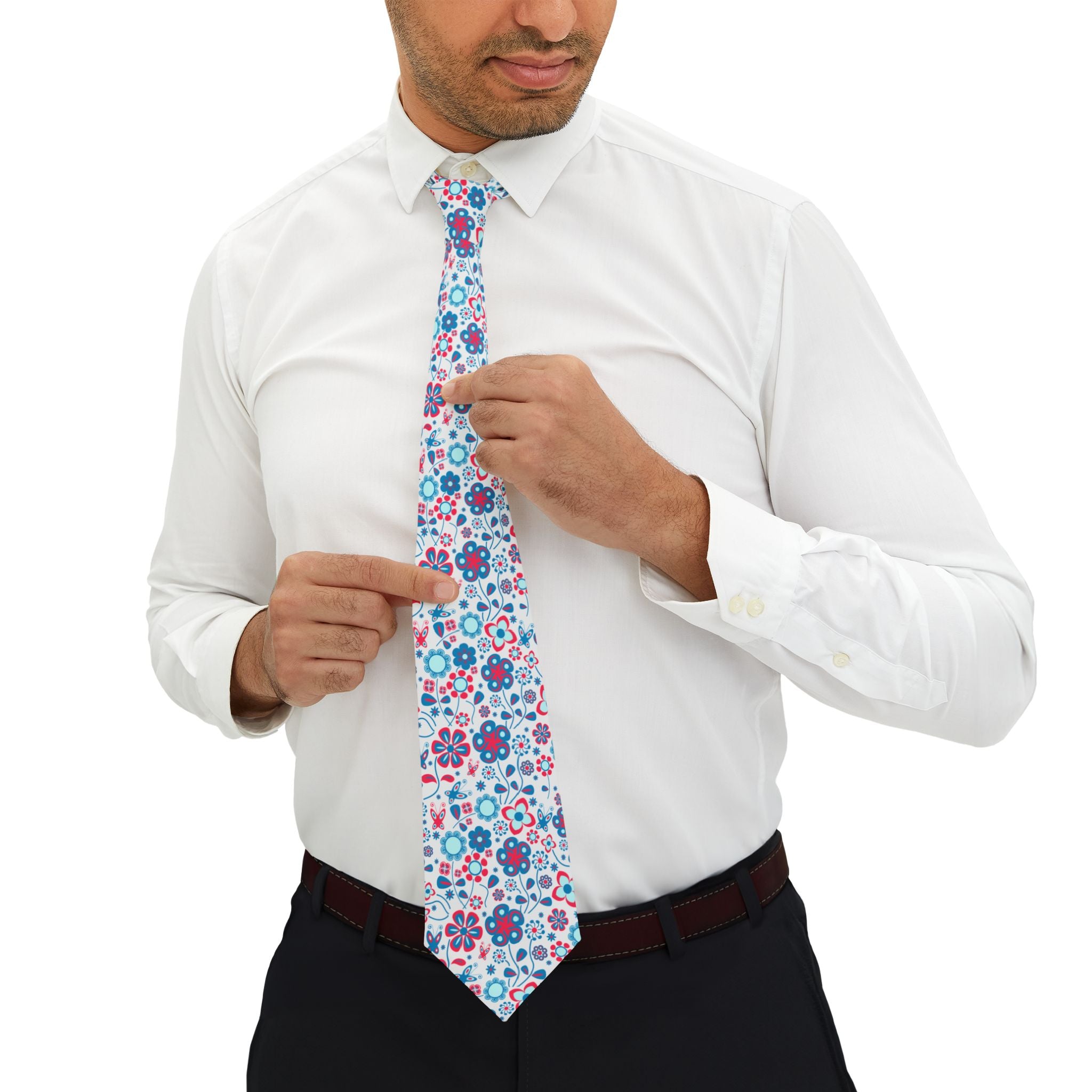 Abstract Pastel Flora Mens Necktie