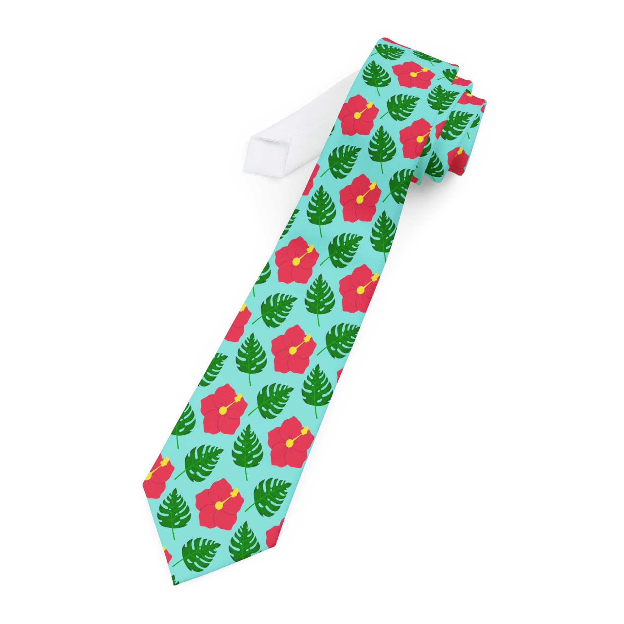 Monstera Leaf Hibiscus Mens Necktie