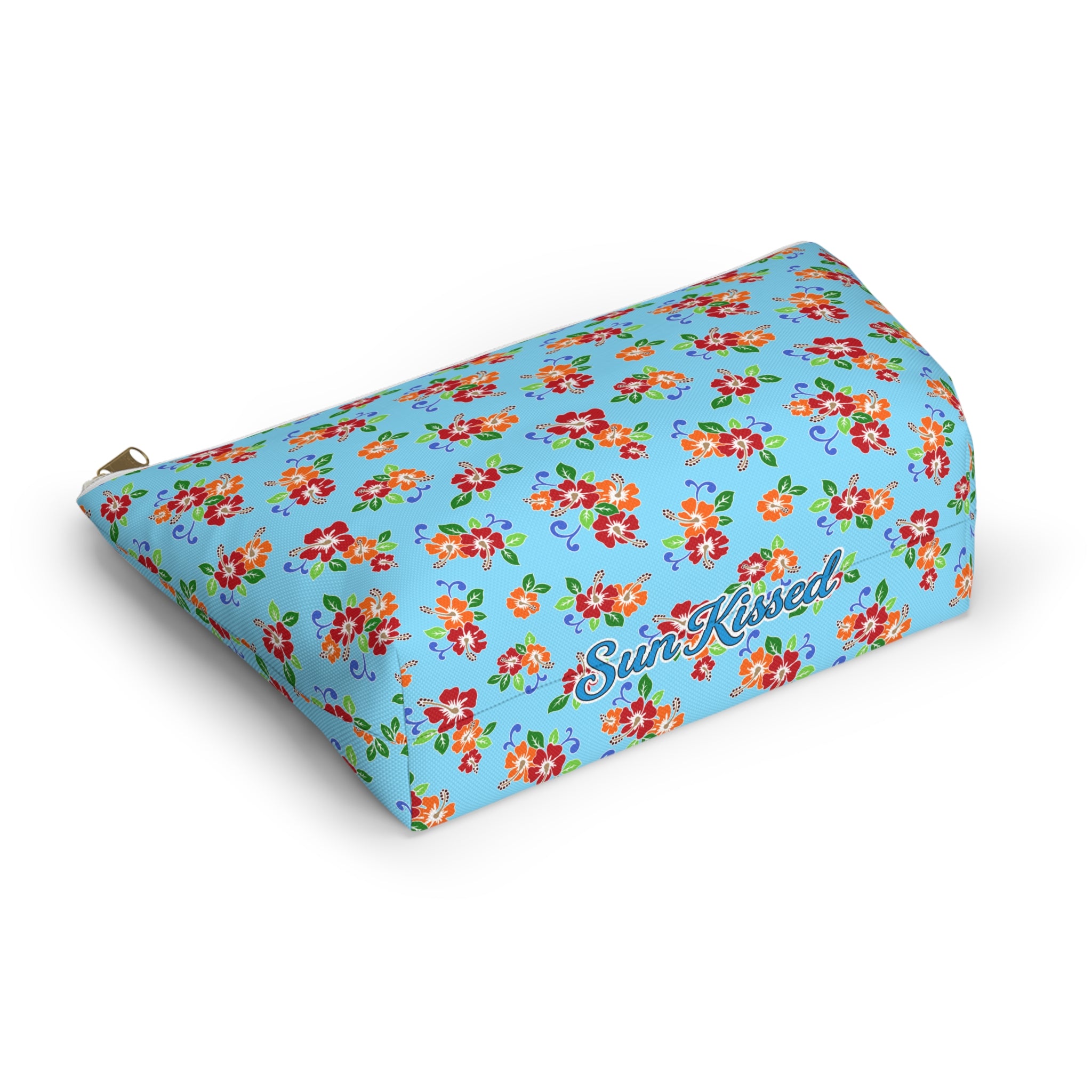 Aqua Flowered Sky Cosmetic Bag