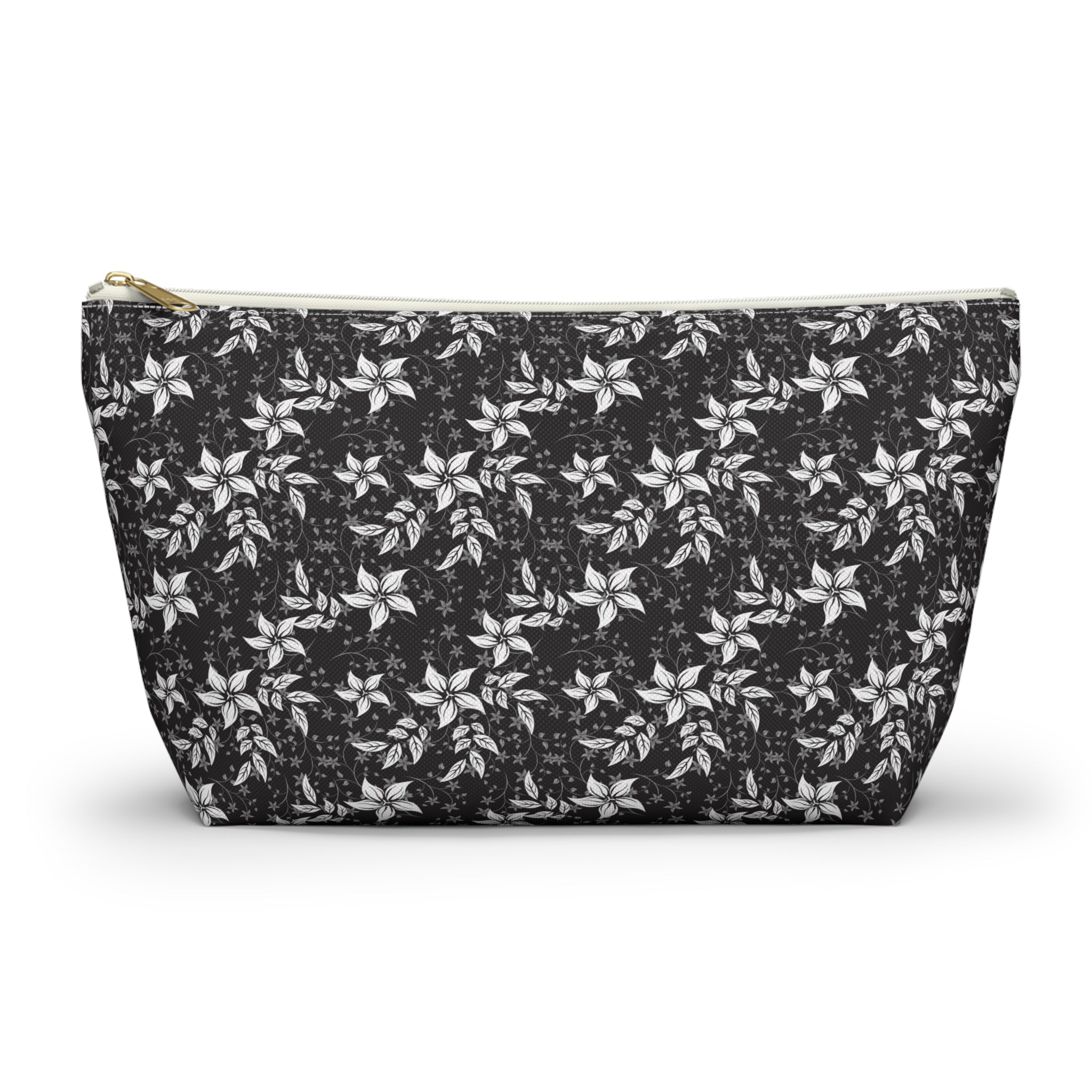 Black Landscape Floral Cosmetic Bag
