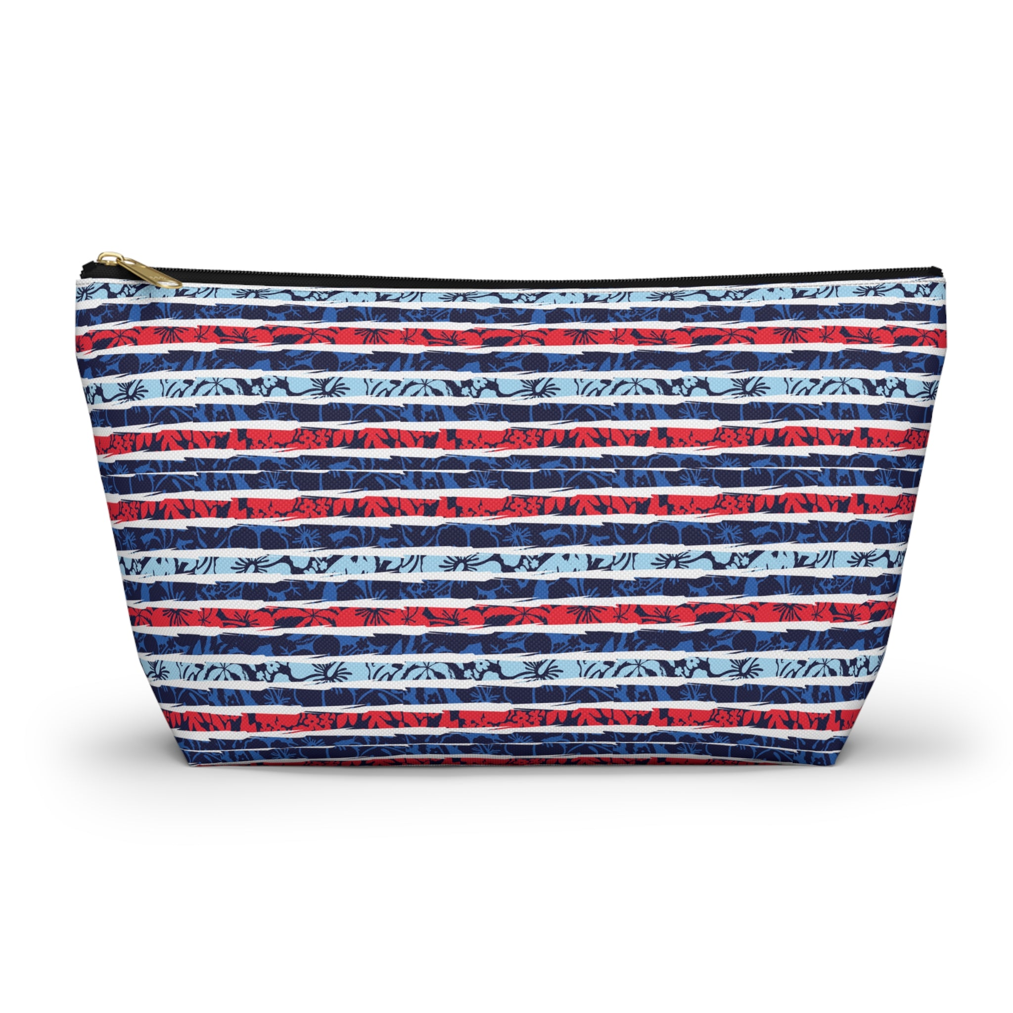 Patriotic Striped Hibiscus Cosmetic Bag
