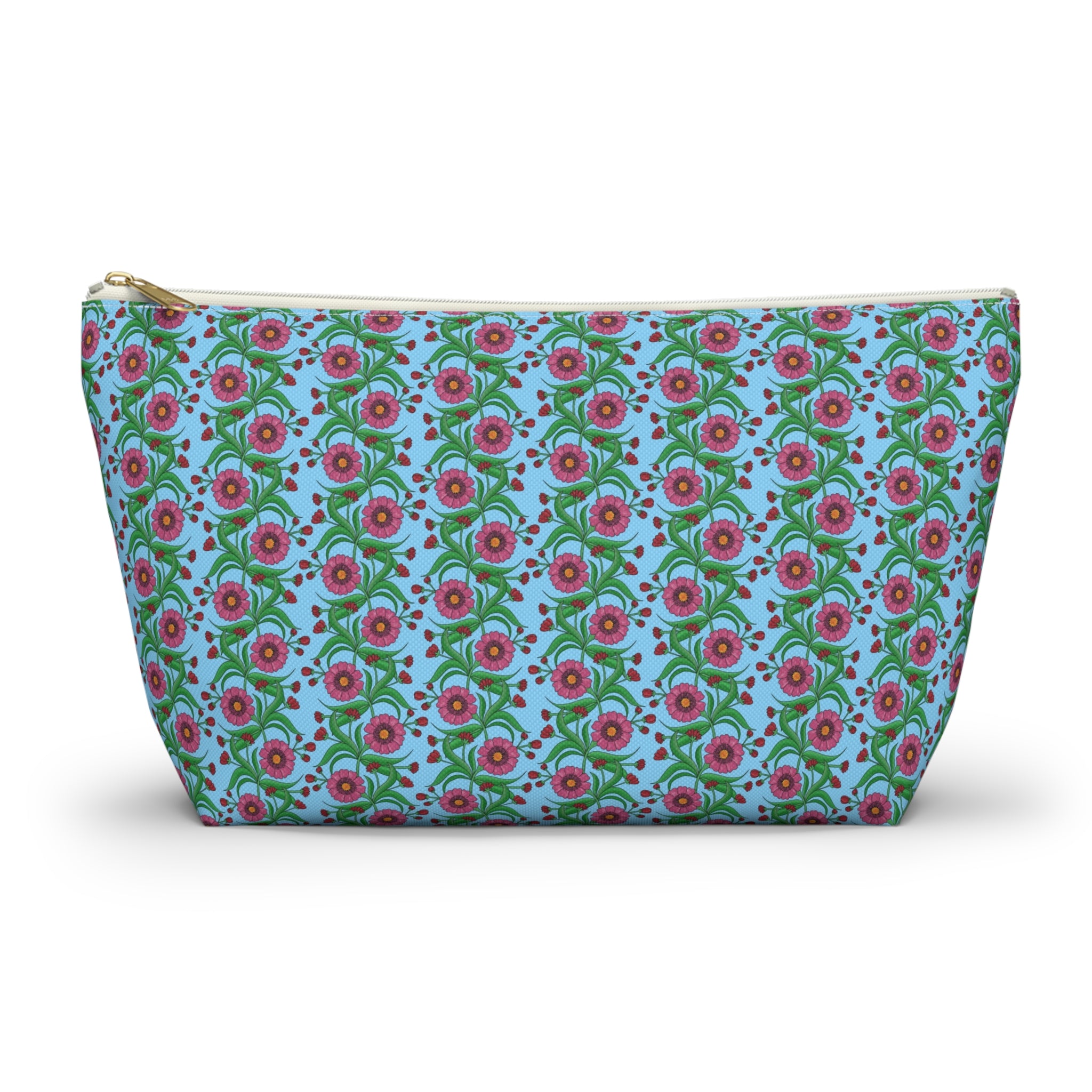 Glossy Pink Floral Lattice Cosmetic Bag