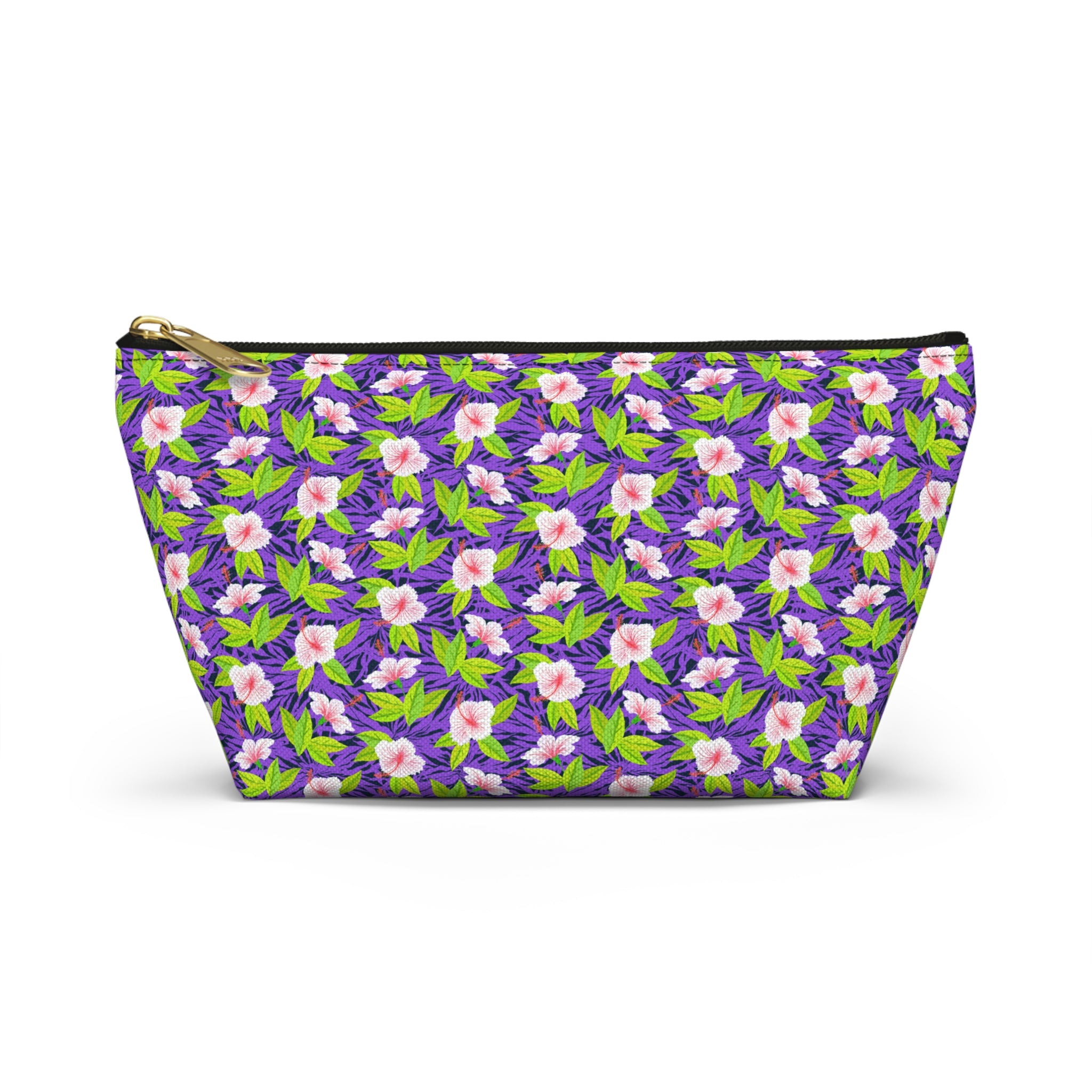 Purple Leaf Hibiscus Cosmetic Bag