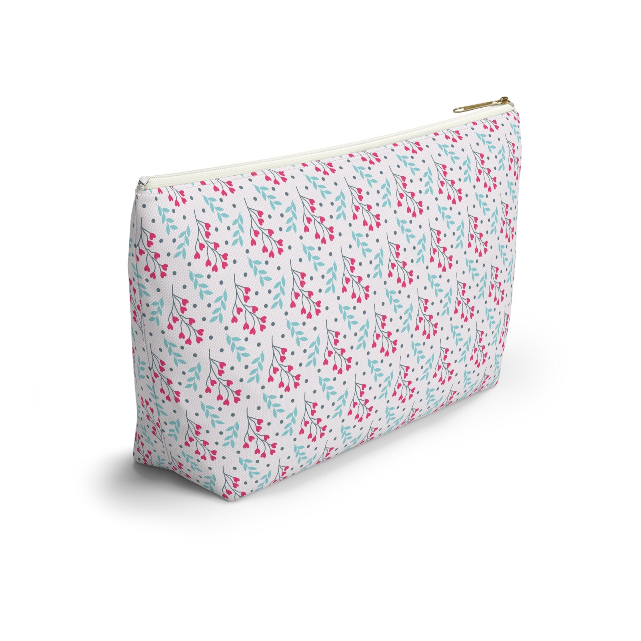 Tropical Flower Hearts Cosmetic Bag
