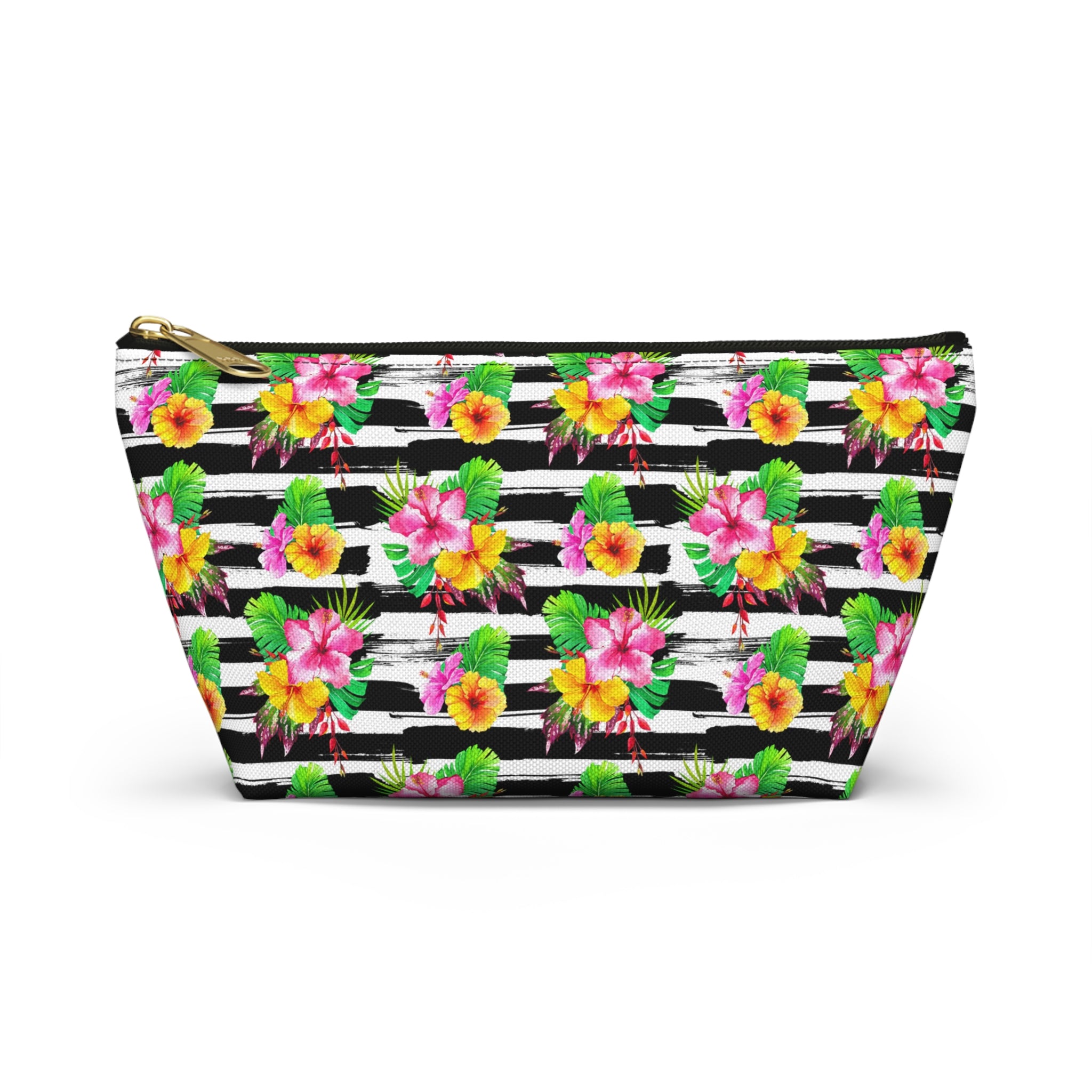 Zebra Hibiscus Floral Cosmetic Bag