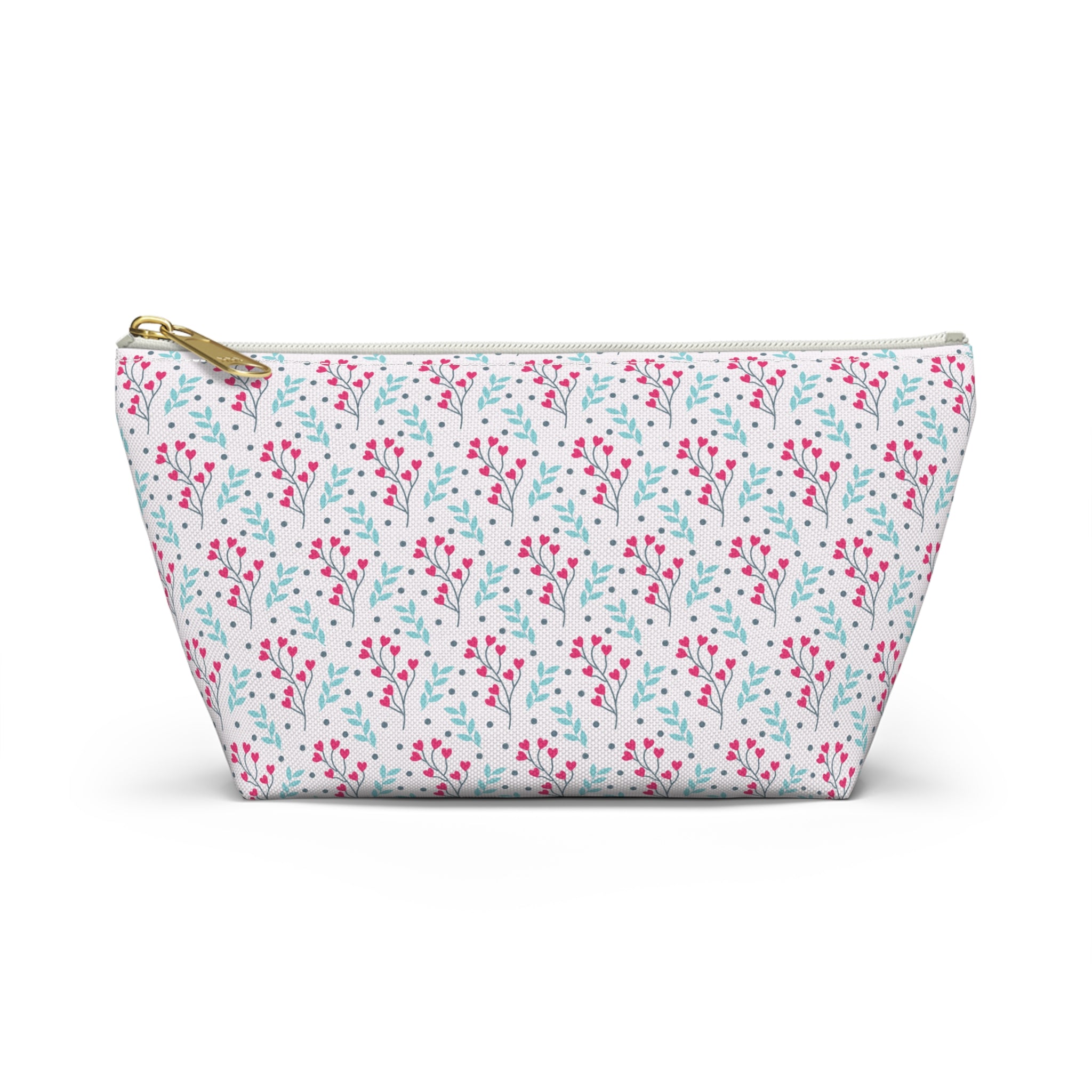 Tropical Flower Hearts Cosmetic Bag