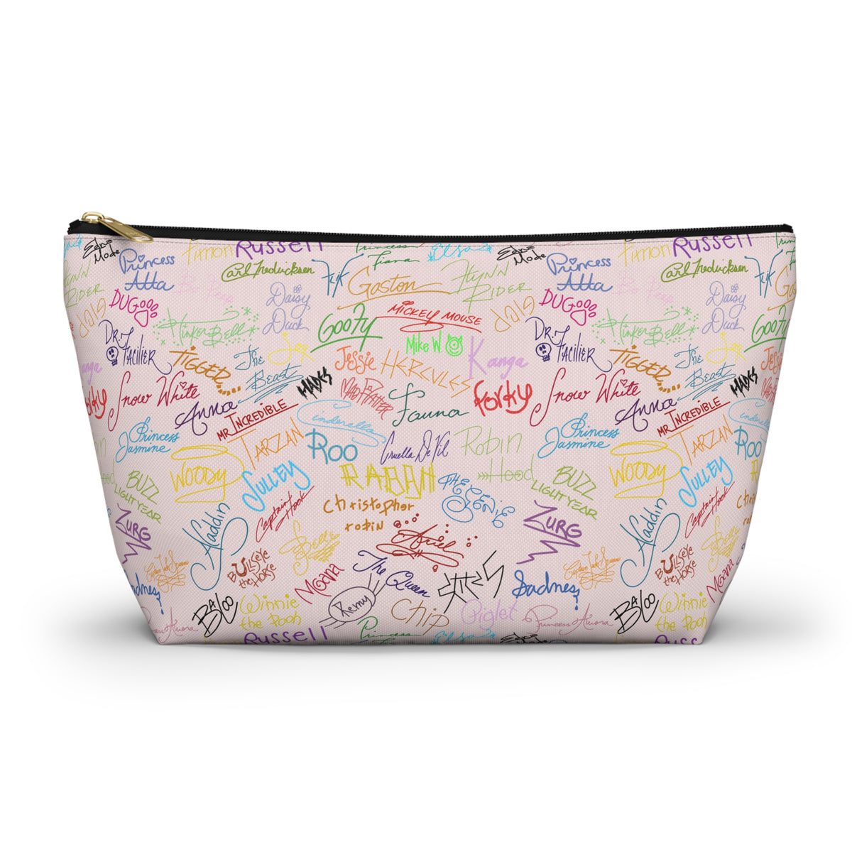 Character Autographs on Pink Cosmetic Bag