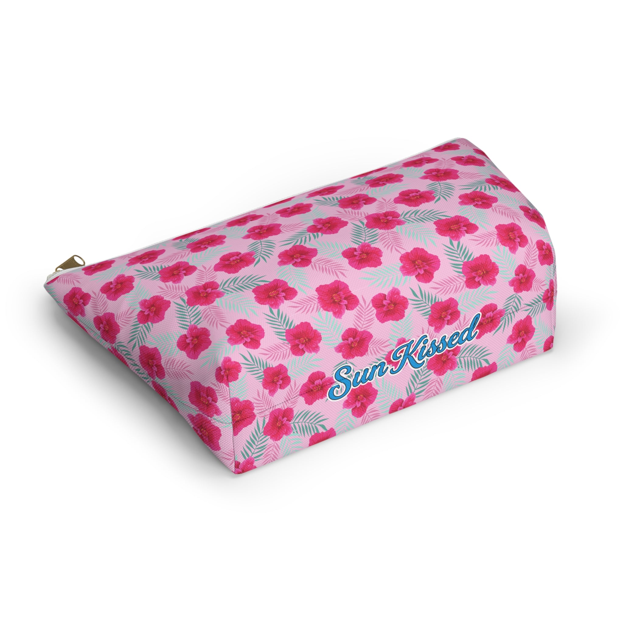 Fuschia Jamaica Flower Cosmetic Bag