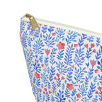 Blue Watercolor Floral Cosmetic Bag