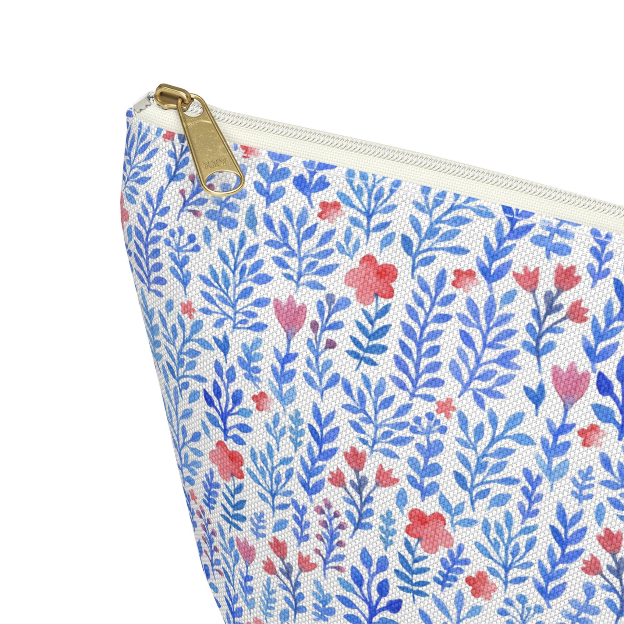 Blue Watercolor Floral Cosmetic Bag