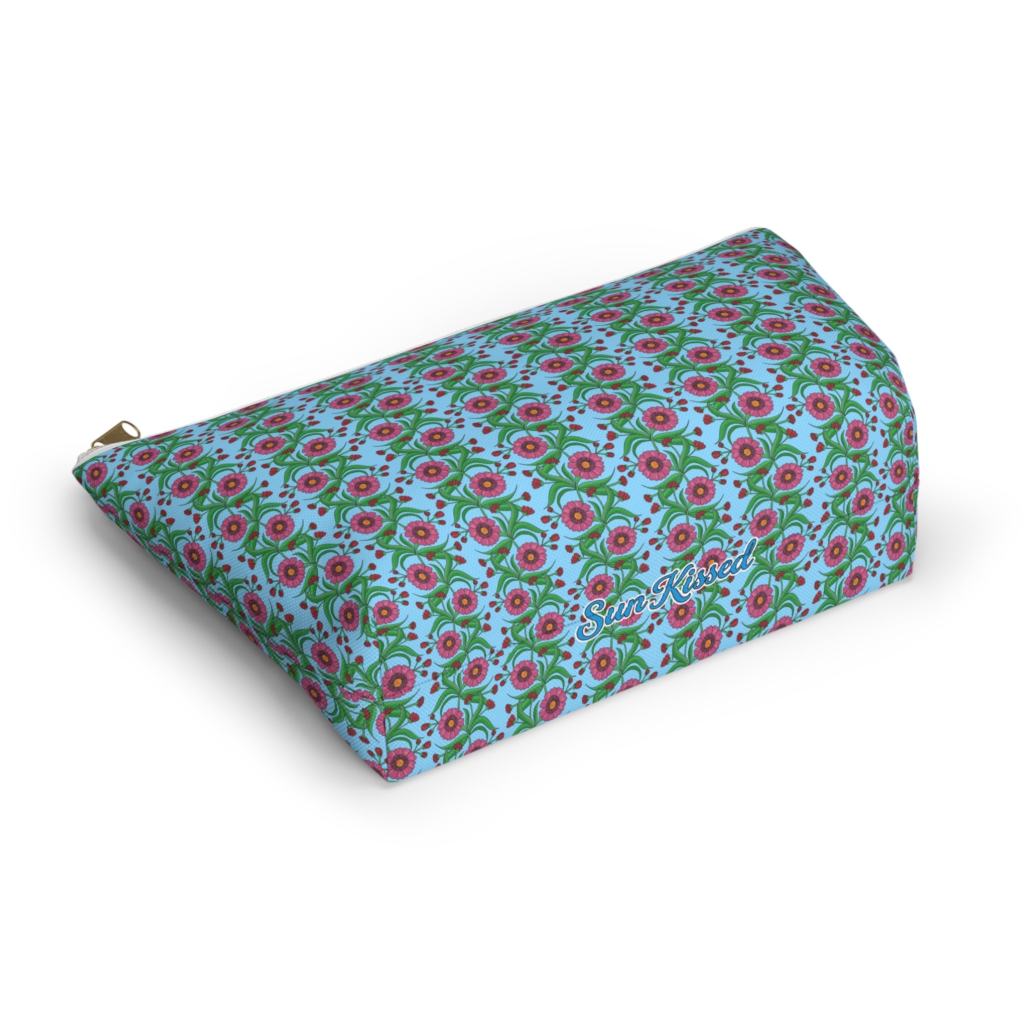 Glossy Pink Floral Lattice Cosmetic Bag