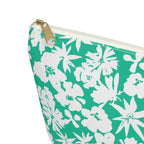 Seafoam Hibiscus Floral Cosmetic Bag
