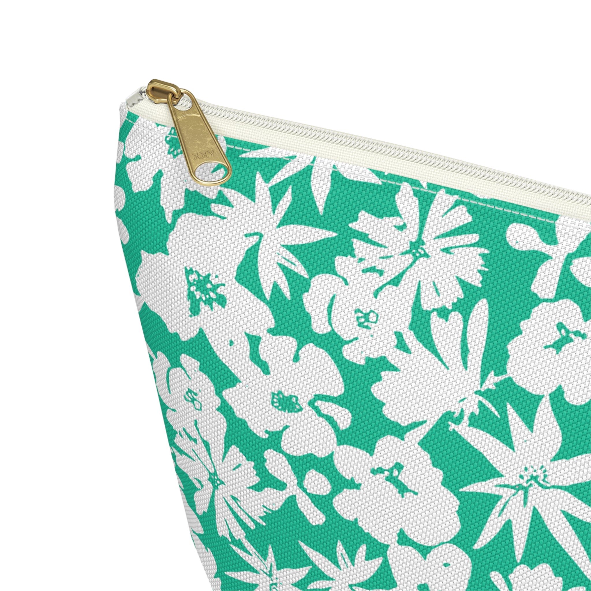 Seafoam Hibiscus Floral Cosmetic Bag