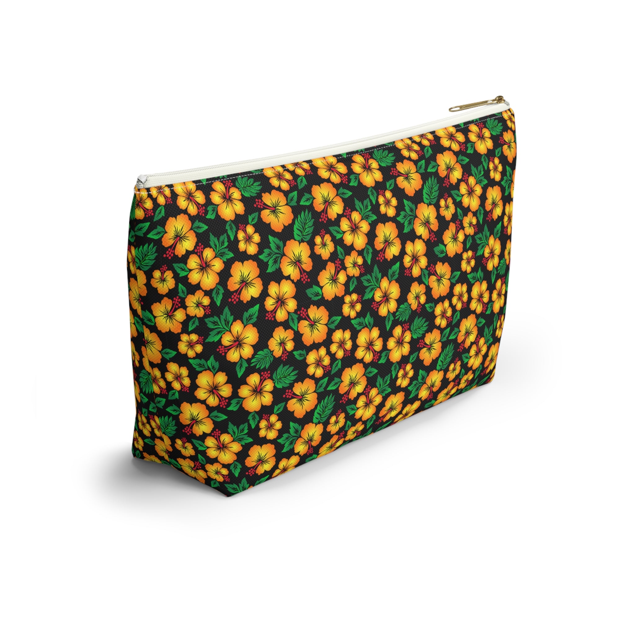 Tropical Gardens on Black Cosmetic Bag