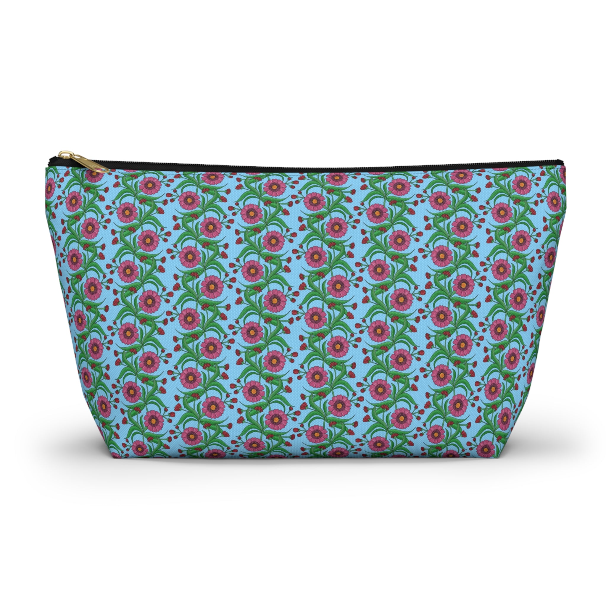 Glossy Pink Floral Lattice Cosmetic Bag