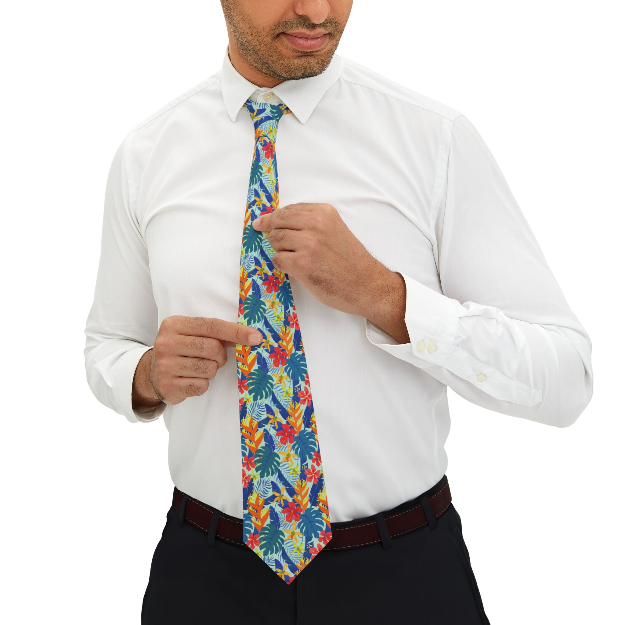 Tropical Beach Flowers Mens Necktie