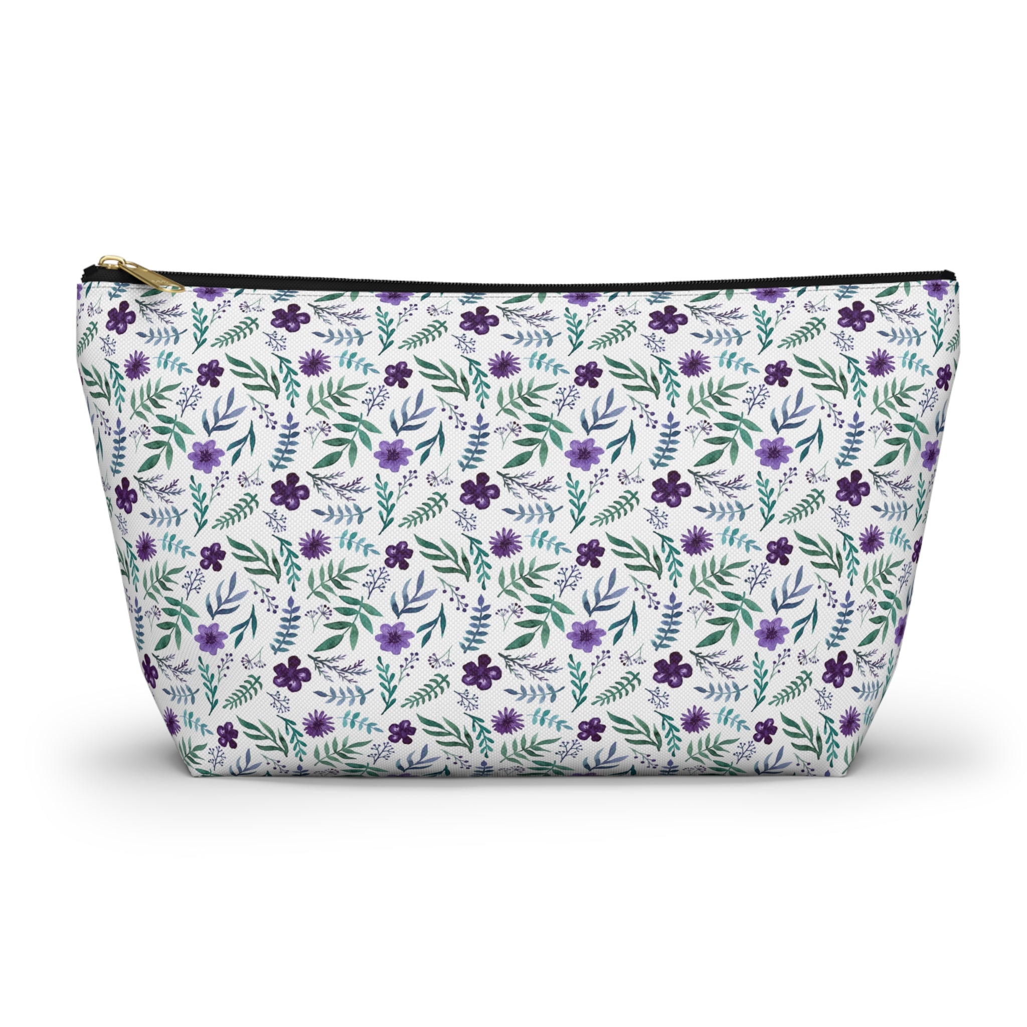 Violet Watercolor Floral Cosmetic Bag