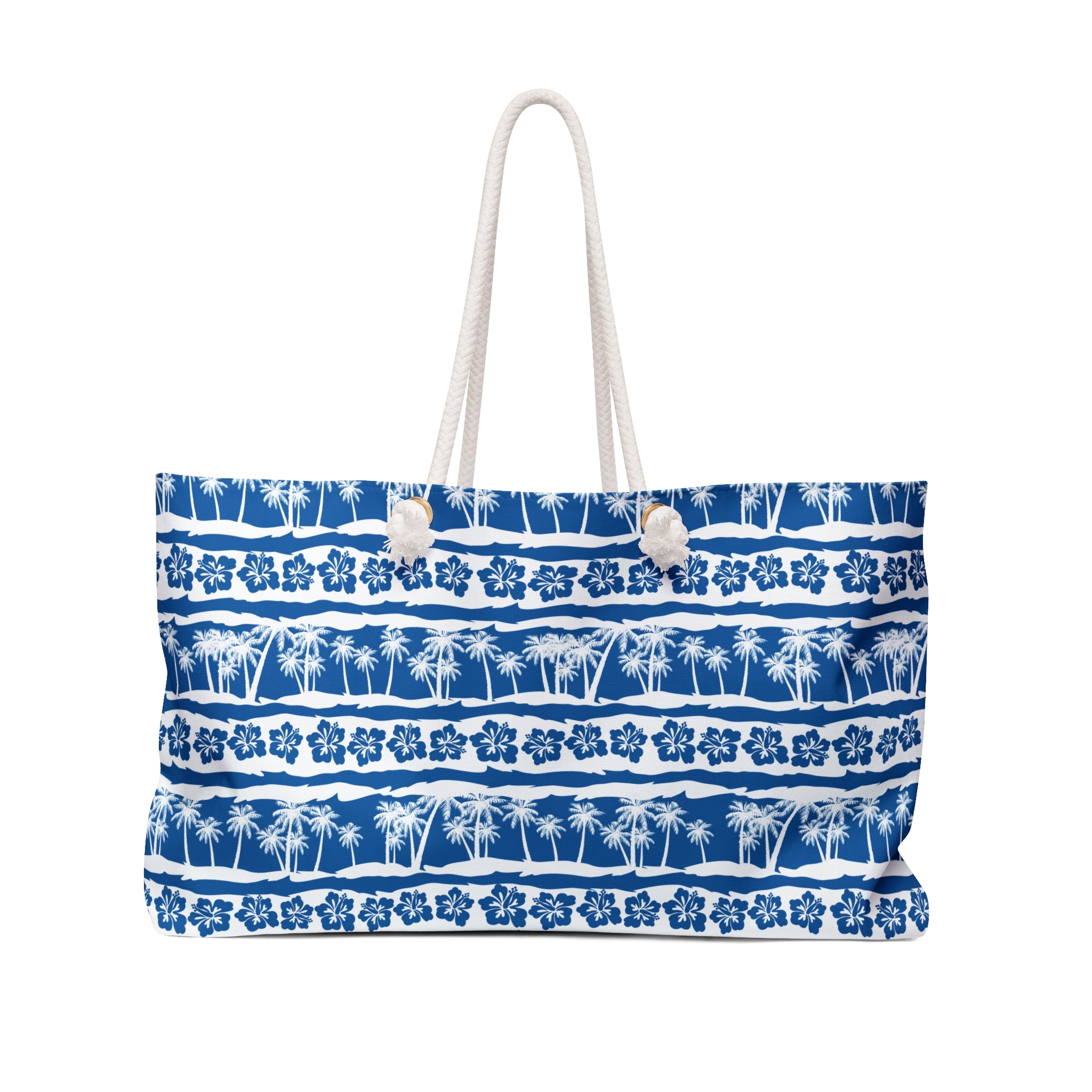 Blue Palm Stripes Weekender Bag