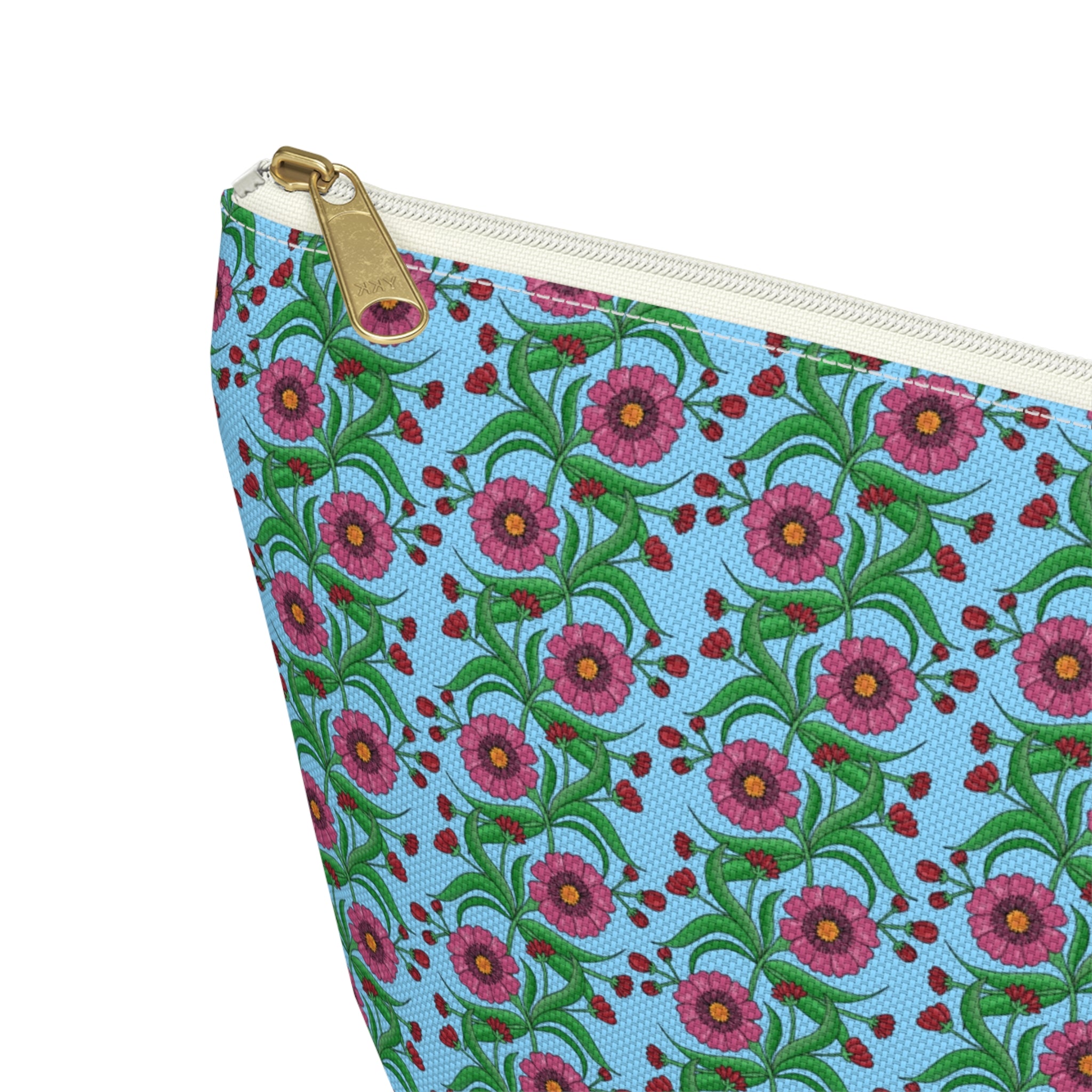 Glossy Pink Floral Lattice Cosmetic Bag