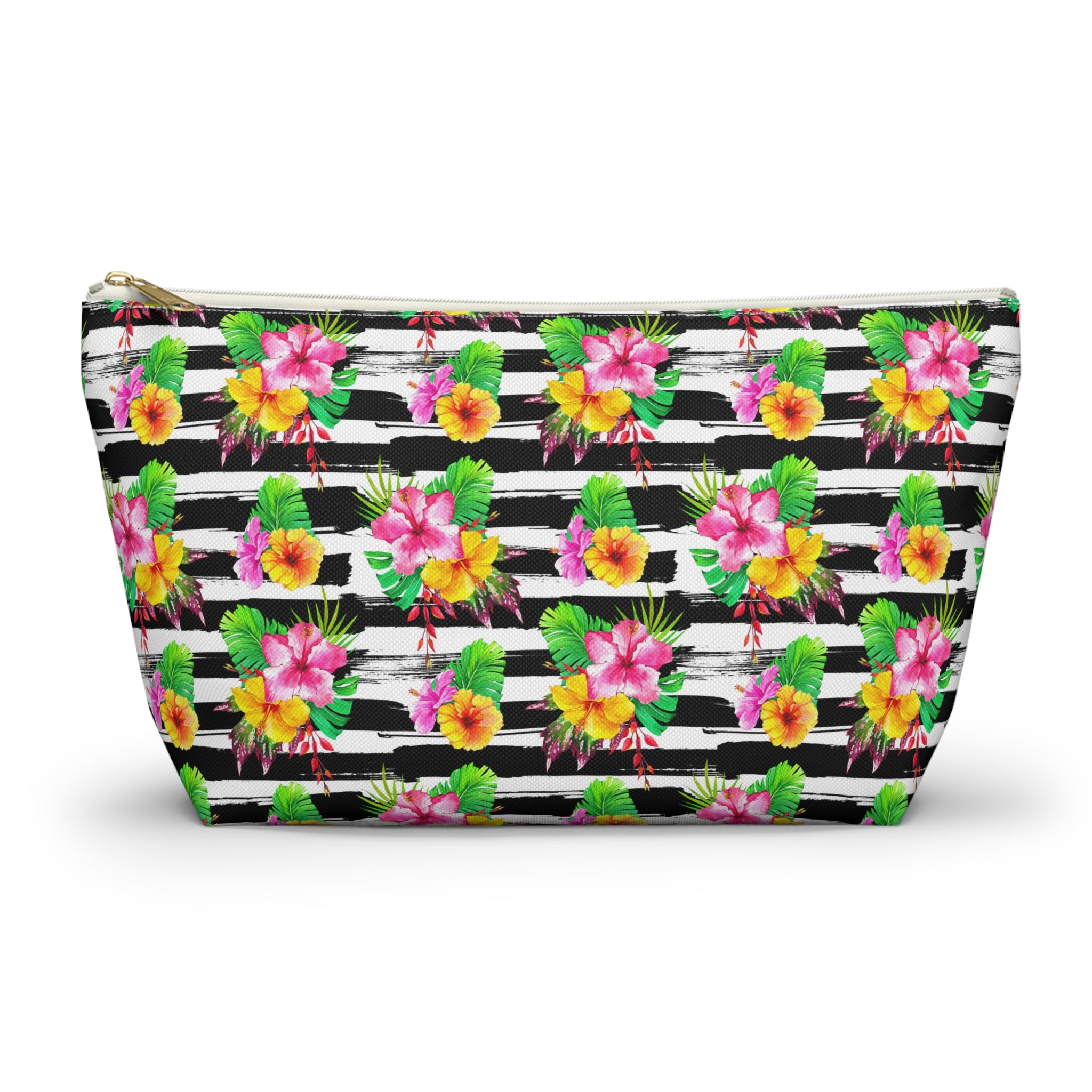 Zebra Hibiscus Floral Cosmetic Bag